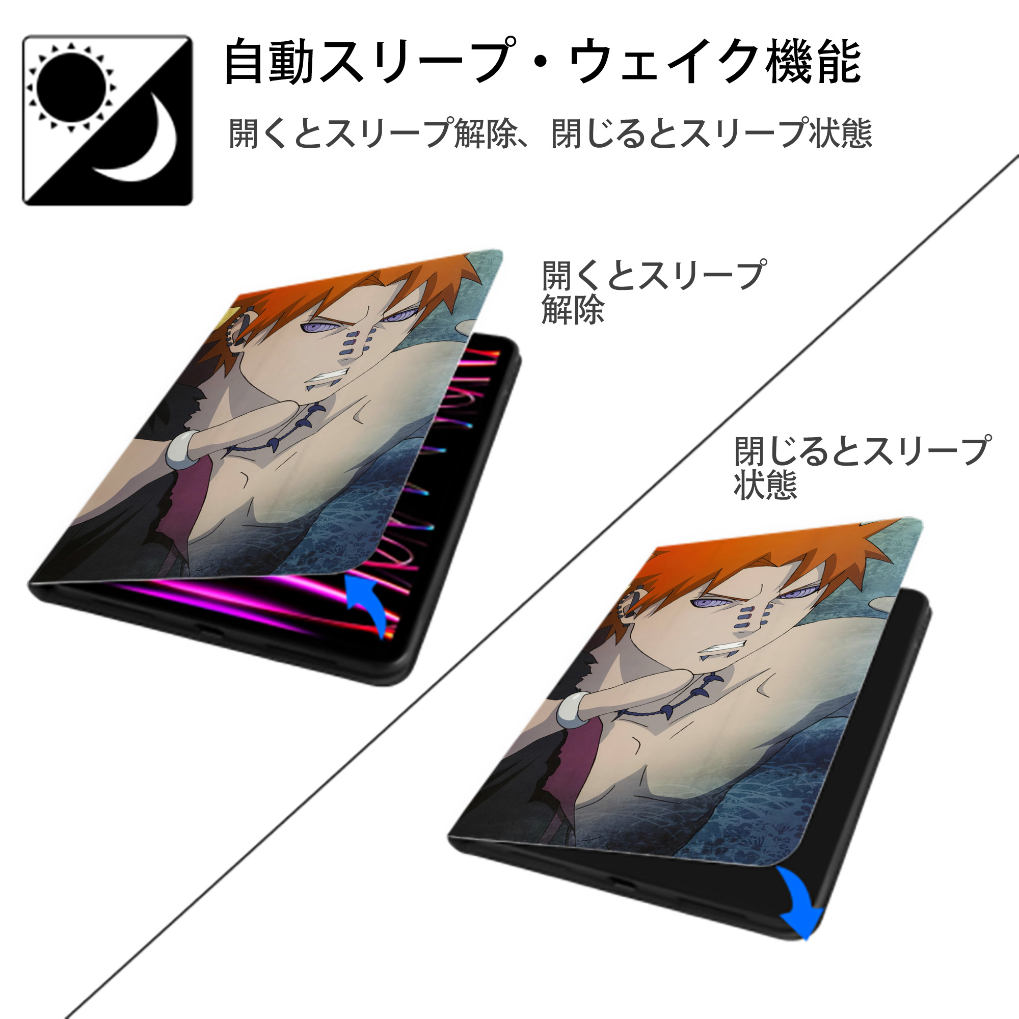 NARUTO -ナルト- NARUTO -ナルト- 疾風伝 IPadケース ペンホルダー付き ブックスタイルデザイン
