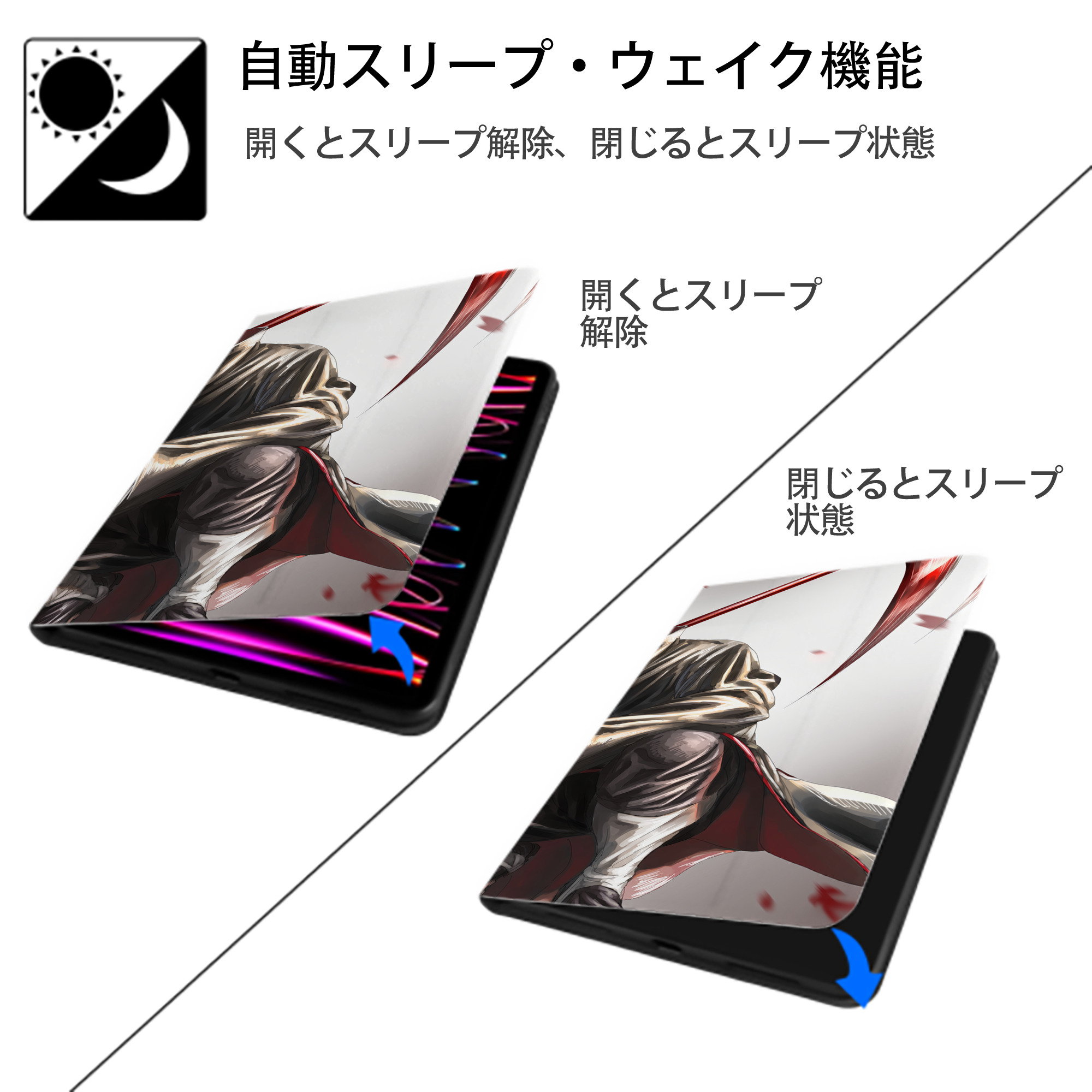 NARUTO -ナルト- NARUTO -ナルト- 疾風伝 IPadケース ペンホルダー付き ブックスタイルデザイン