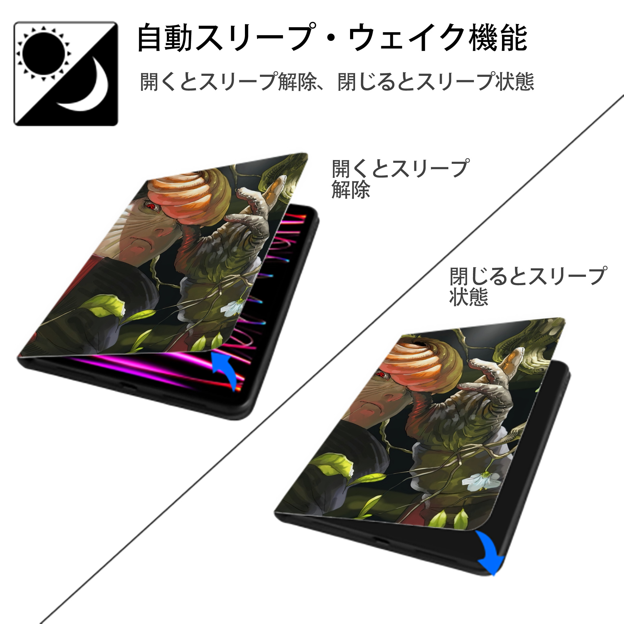 NARUTO -ナルト- NARUTO -ナルト- 疾風伝 IPadケース ペンホルダー付き ブックスタイルデザイン