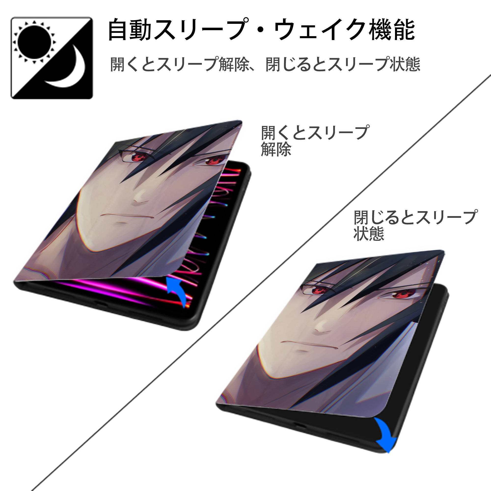 NARUTO -ナルト- NARUTO -ナルト- 疾風伝 IPadケース ペンホルダー付き ブックスタイルデザイン