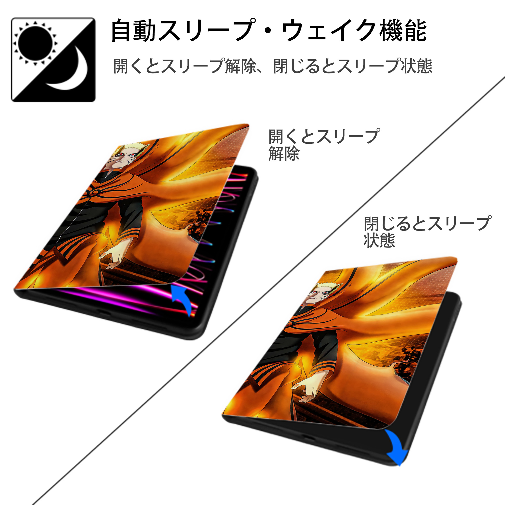 NARUTO -ナルト- NARUTO -ナルト- 疾風伝 IPadケース ペンホルダー付き ブックスタイルデザイン