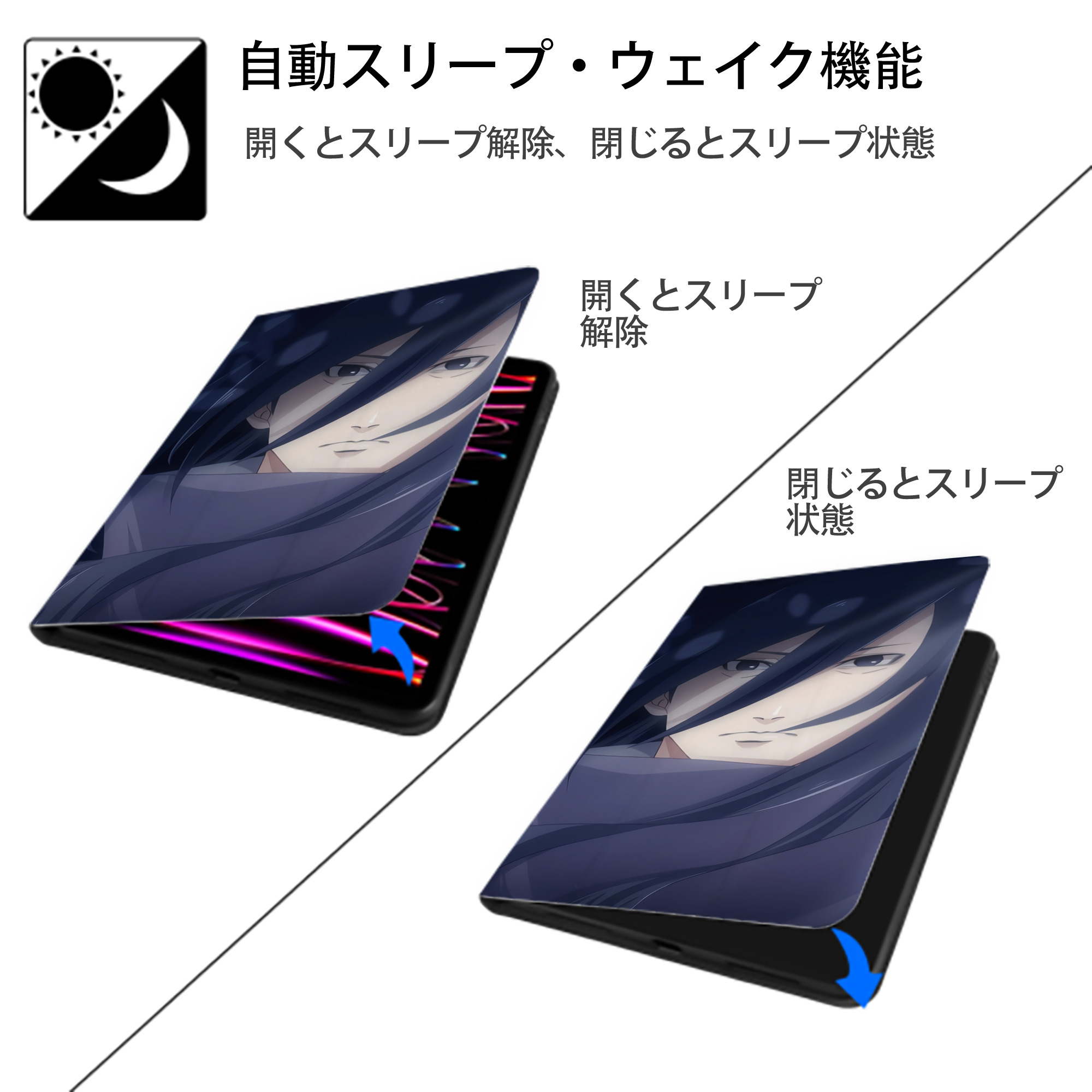 NARUTO -ナルト- NARUTO -ナルト- 疾風伝 IPadケース ペンホルダー付き ブックスタイルデザイン
