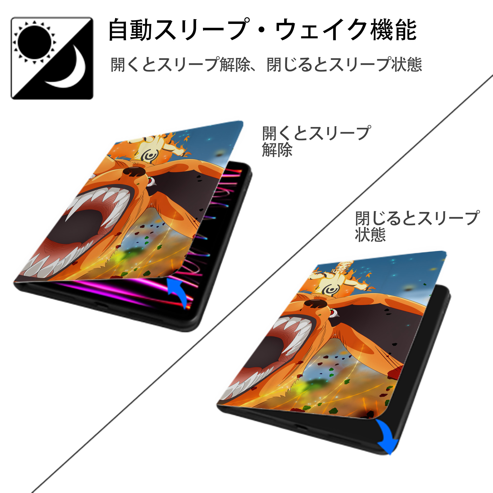 NARUTO -ナルト- NARUTO -ナルト- 疾風伝 IPadケース ペンホルダー付き ブックスタイルデザイン