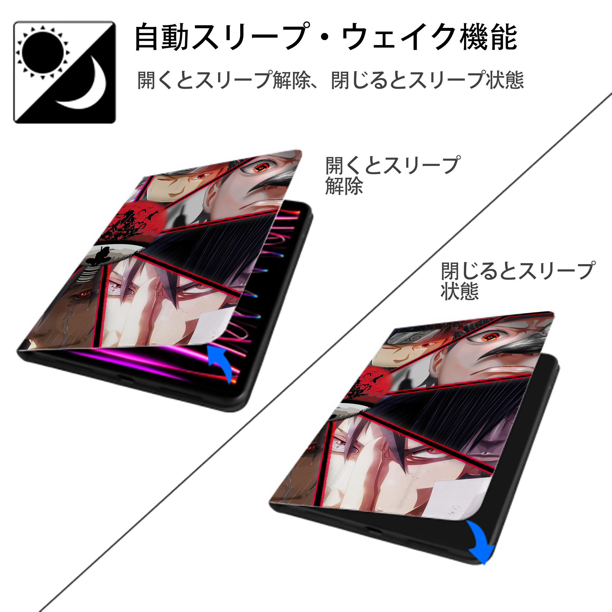 NARUTO -ナルト- NARUTO -ナルト- 疾風伝 IPadケース ペンホルダー付き ブックスタイルデザイン