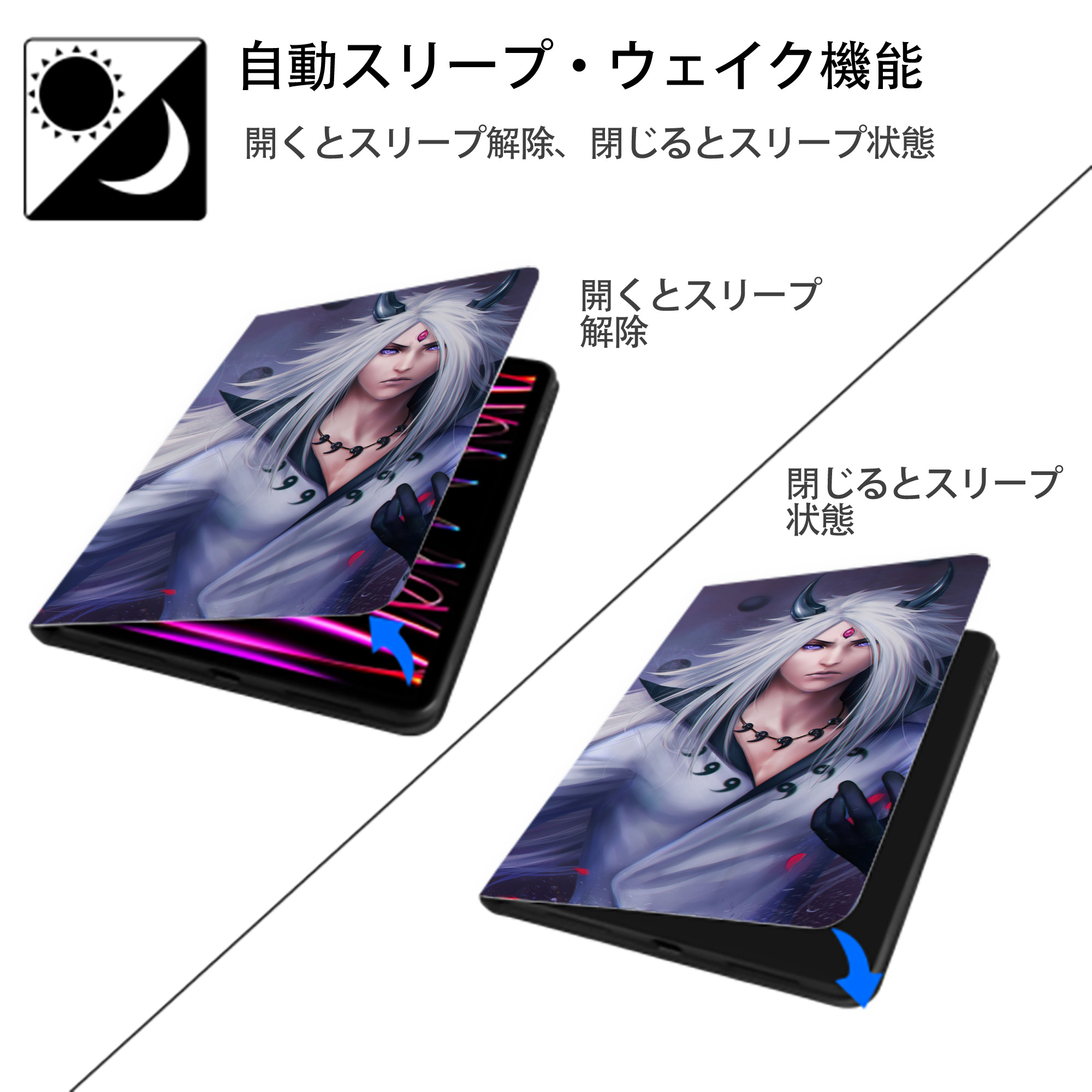 NARUTO -ナルト- NARUTO -ナルト- 疾風伝 IPadケース ペンホルダー付き ブックスタイルデザイン