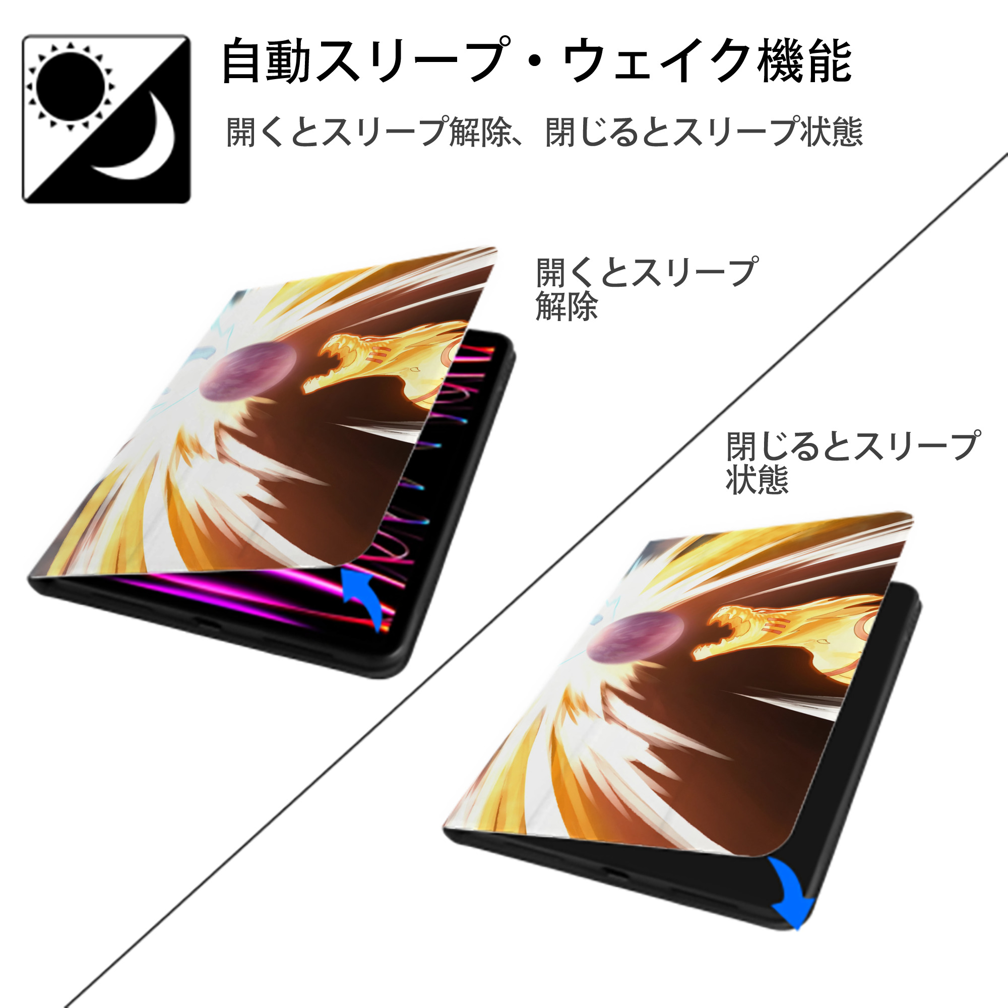 NARUTO -ナルト- NARUTO -ナルト- 疾風伝 IPadケース ペンホルダー付き ブックスタイルデザイン