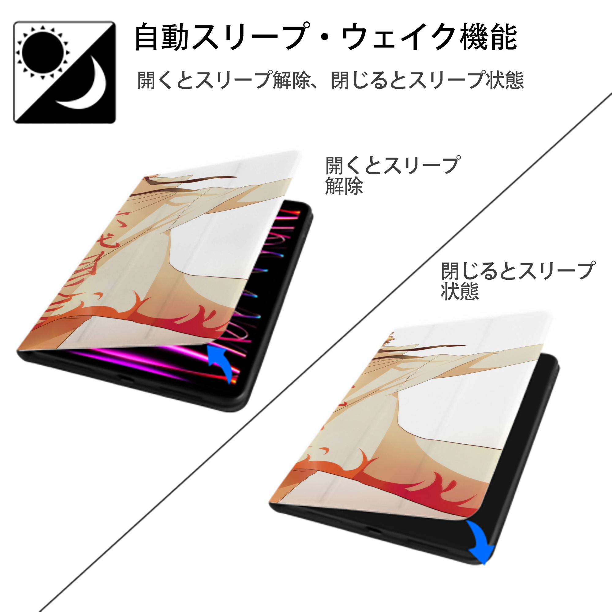 NARUTO -ナルト- NARUTO -ナルト- 疾風伝 IPadケース ペンホルダー付き ブックスタイルデザイン