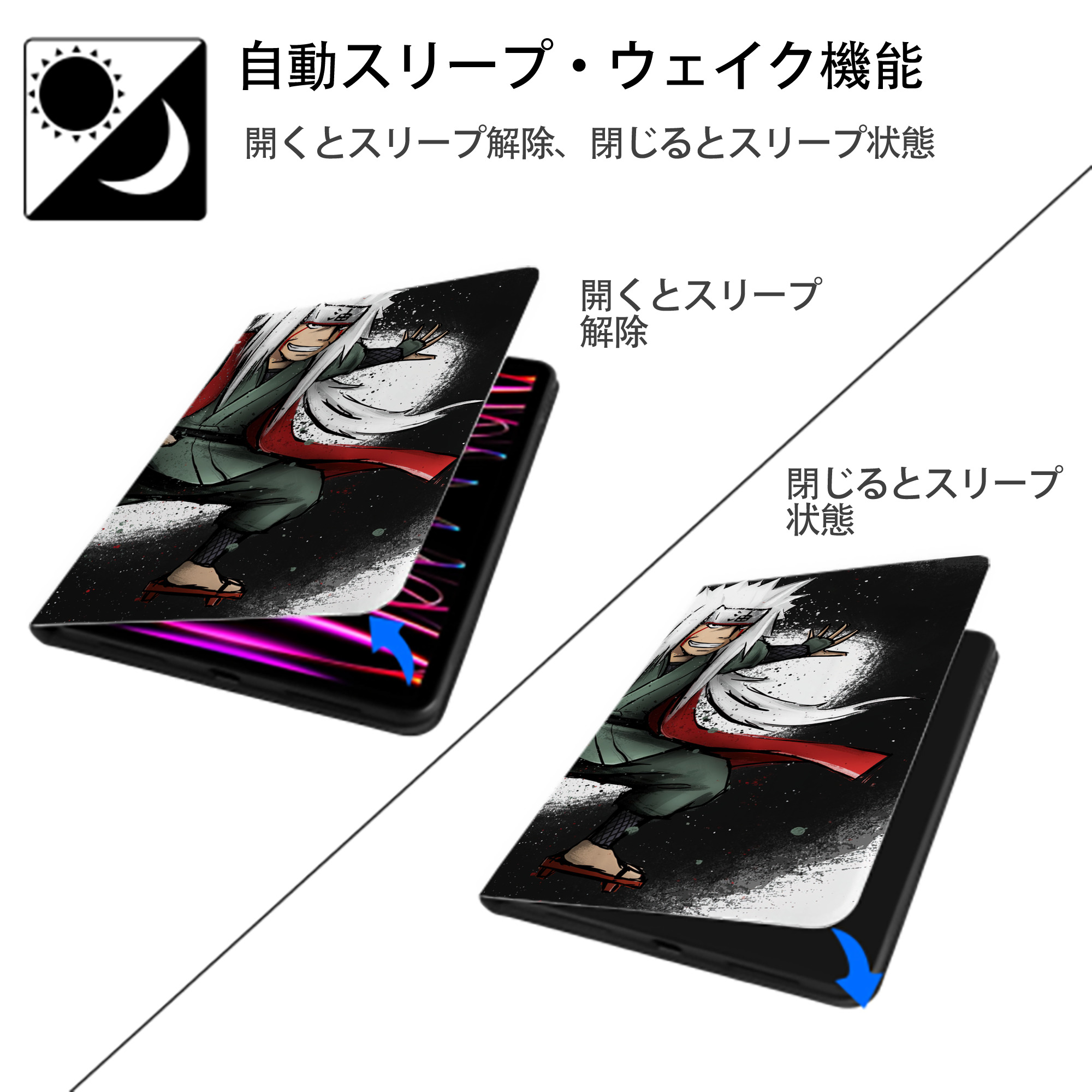 NARUTO -ナルト- NARUTO -ナルト- 疾風伝 IPadケース ペンホルダー付き ブックスタイルデザイン