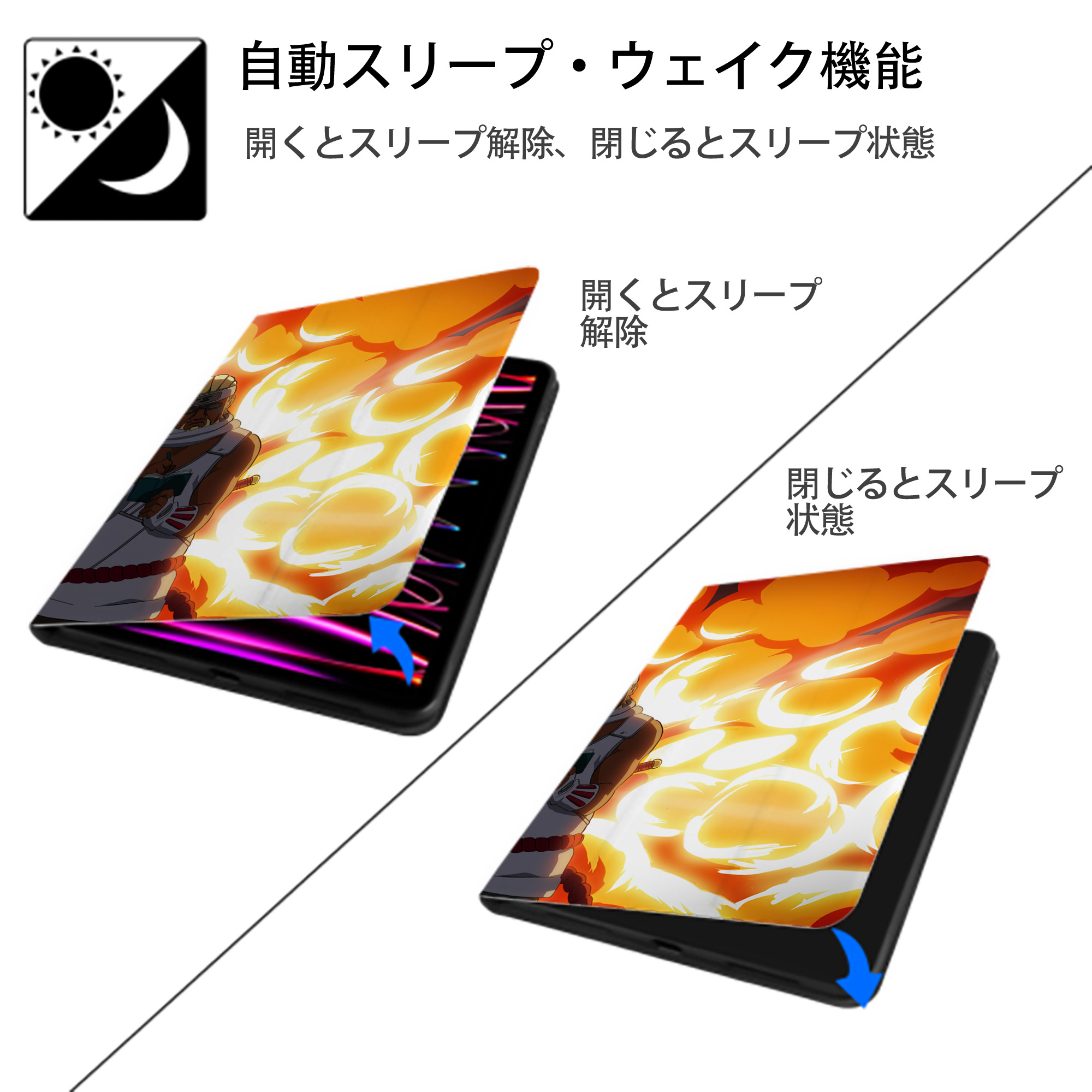 NARUTO -ナルト- NARUTO -ナルト- 疾風伝 IPadケース ペンホルダー付き ブックスタイルデザイン
