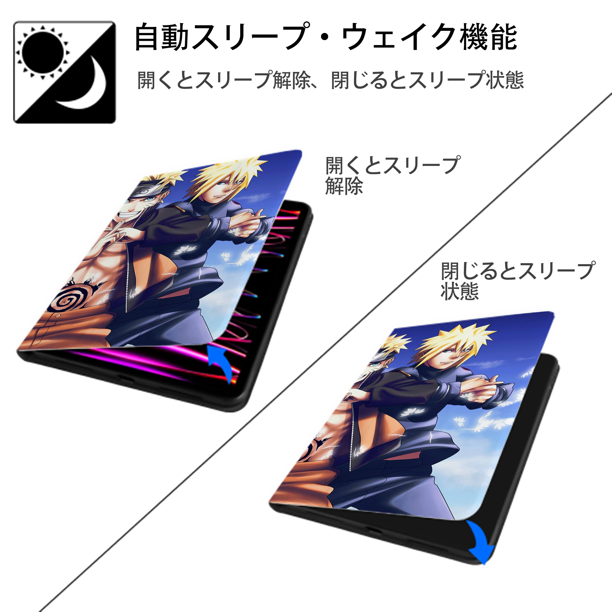 NARUTO -ナルト- NARUTO -ナルト- 疾風伝 IPadケース ペンホルダー付き ブックスタイルデザイン