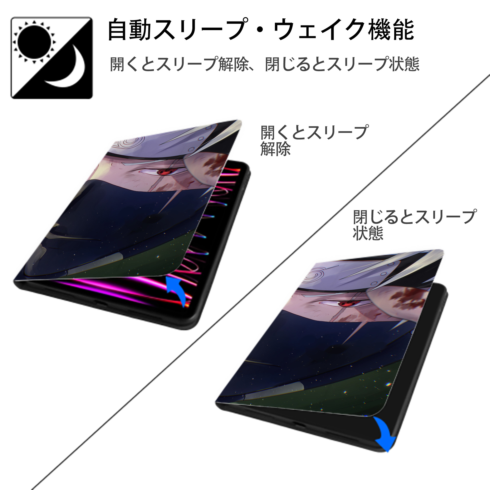 NARUTO -ナルト- NARUTO -ナルト- 疾風伝 IPadケース ペンホルダー付き ブックスタイルデザイン