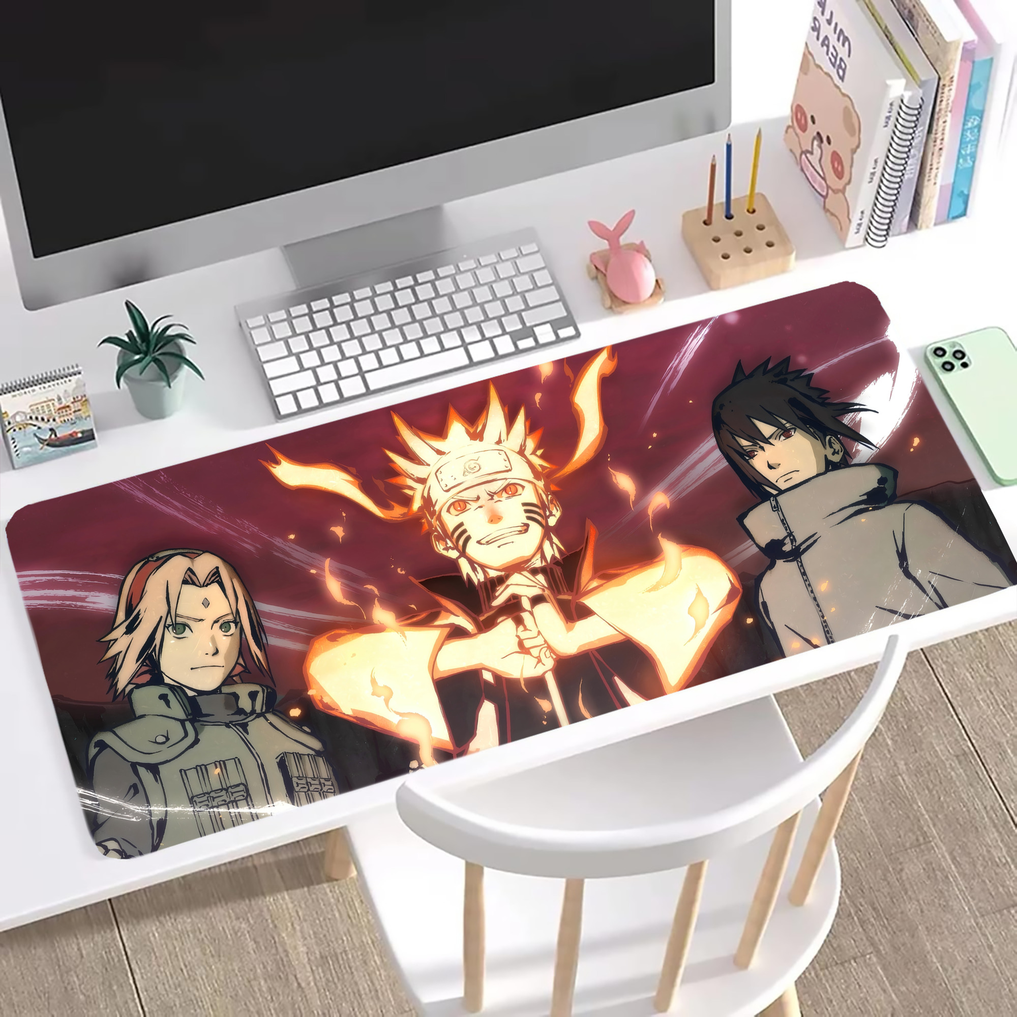 （画像用） NARUTO -ナルト- NARUTO -ナルト- 疾風伝 ステッチ加工 大判デスクマット／滑り止めマウスパッド