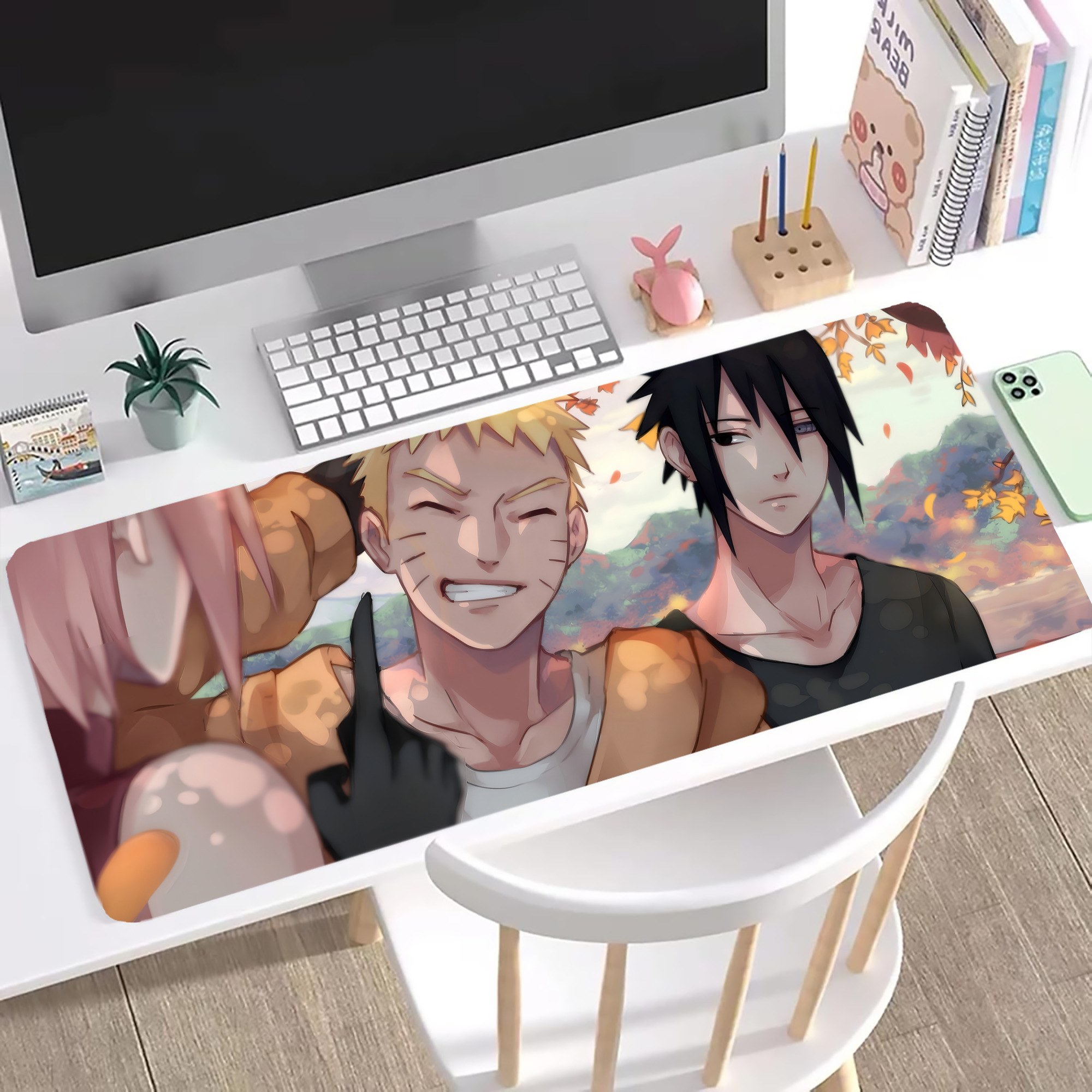 （画像用） NARUTO -ナルト- NARUTO -ナルト- 疾風伝 ステッチ加工 大判デスクマット／滑り止めマウスパッド