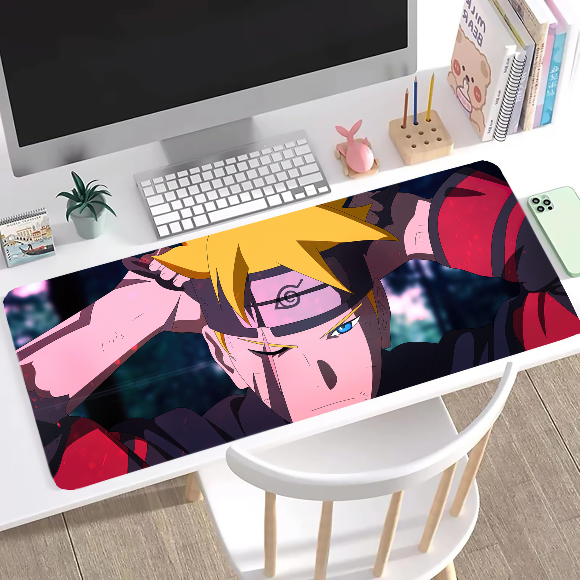 （画像用） NARUTO -ナルト- NARUTO -ナルト- 疾風伝 ステッチ加工 大判デスクマット／滑り止めマウスパッド