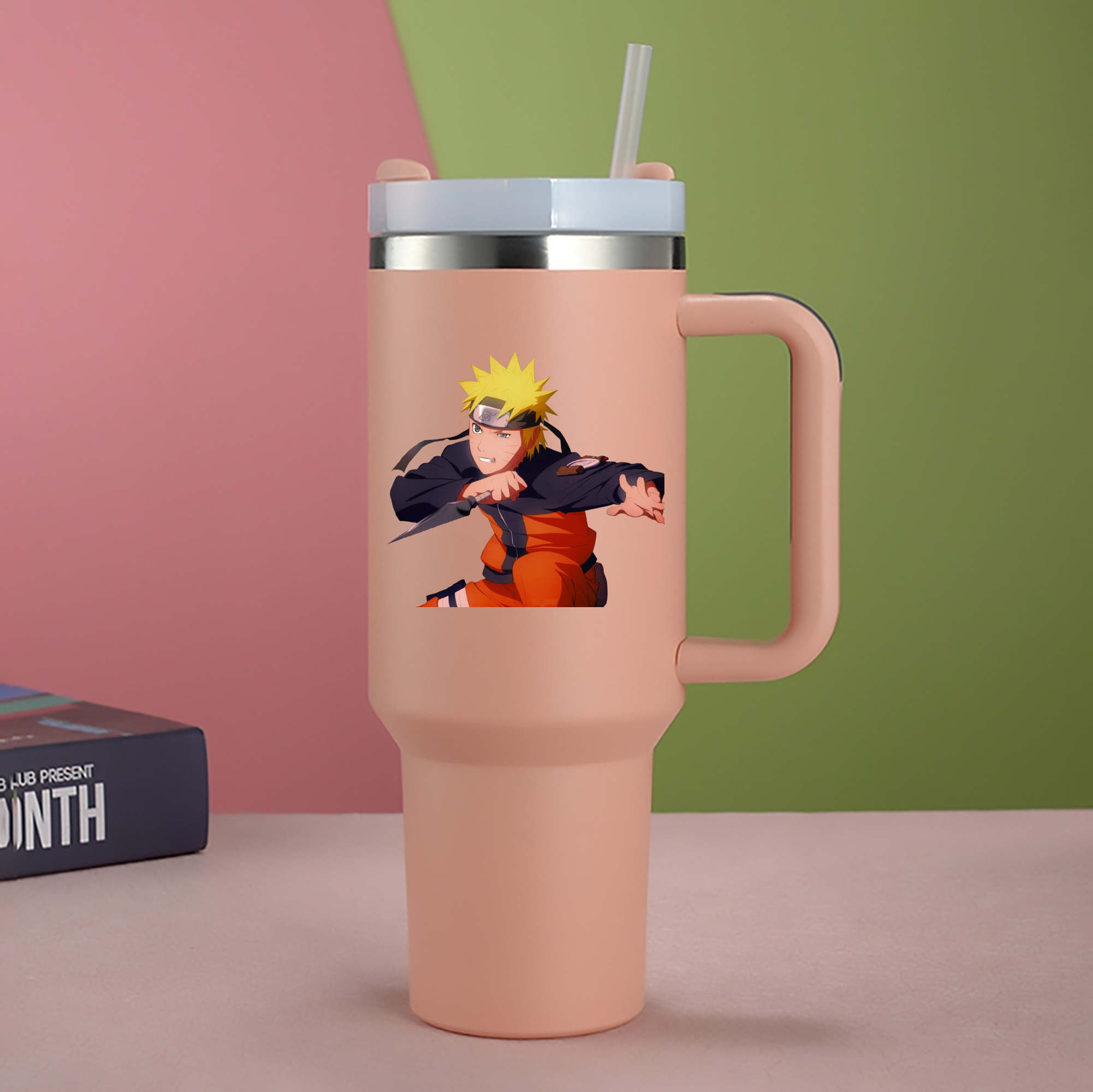 （画像用） NARUTO -ナルト- うずまき ナルト Uzumaki Naruto 1200mL車用タンブラー - クリスタルステッカー（プラスチックストロー付き）