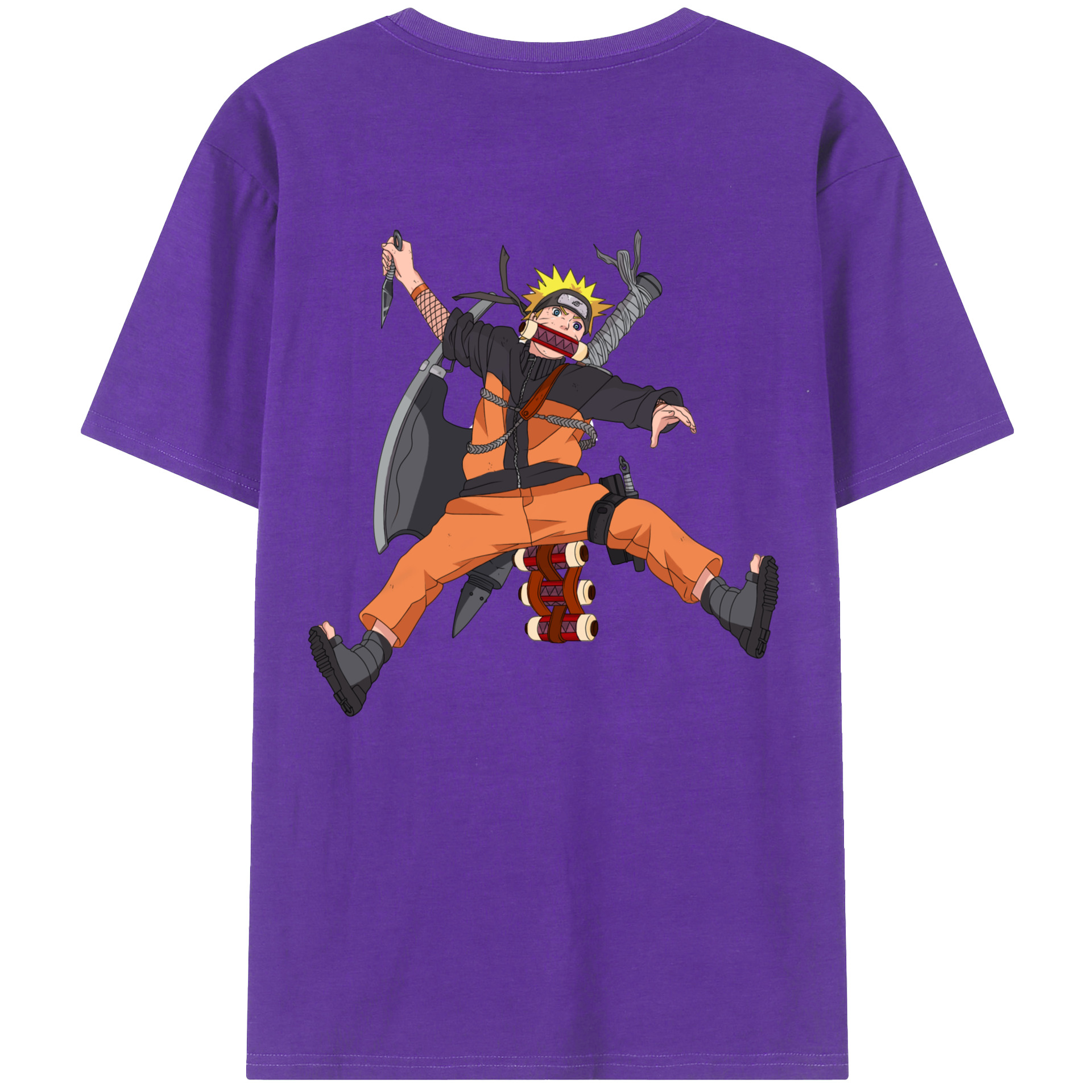 （画像用） NARUTO -ナルト- うずまき ナルト Uzumaki Naruto 綿100％半袖Tシャツ（背面プリント）