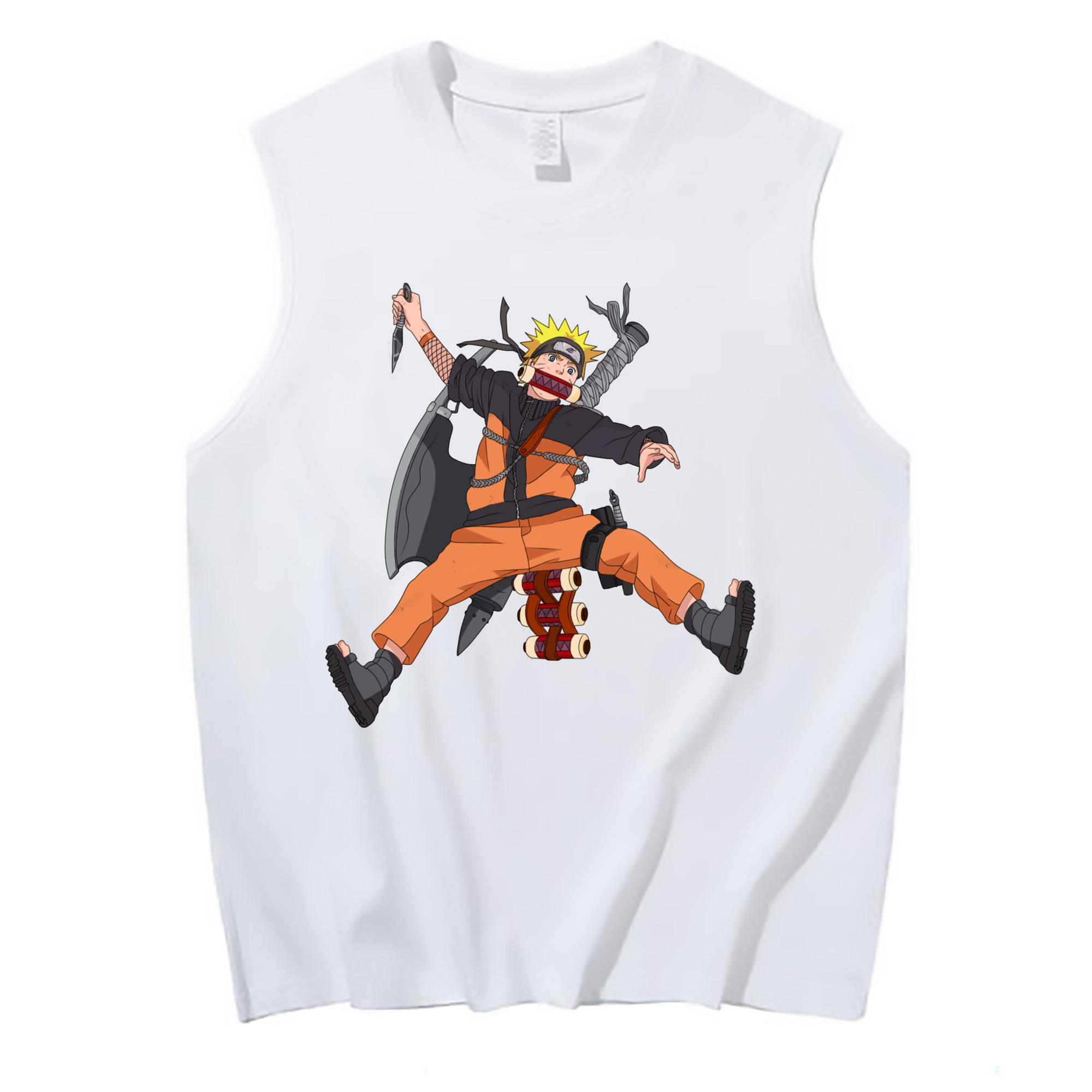 （画像用） NARUTO -ナルト- うずまき ナルト Uzumaki Naruto コットン100％タンクトップ（フロントプリント）