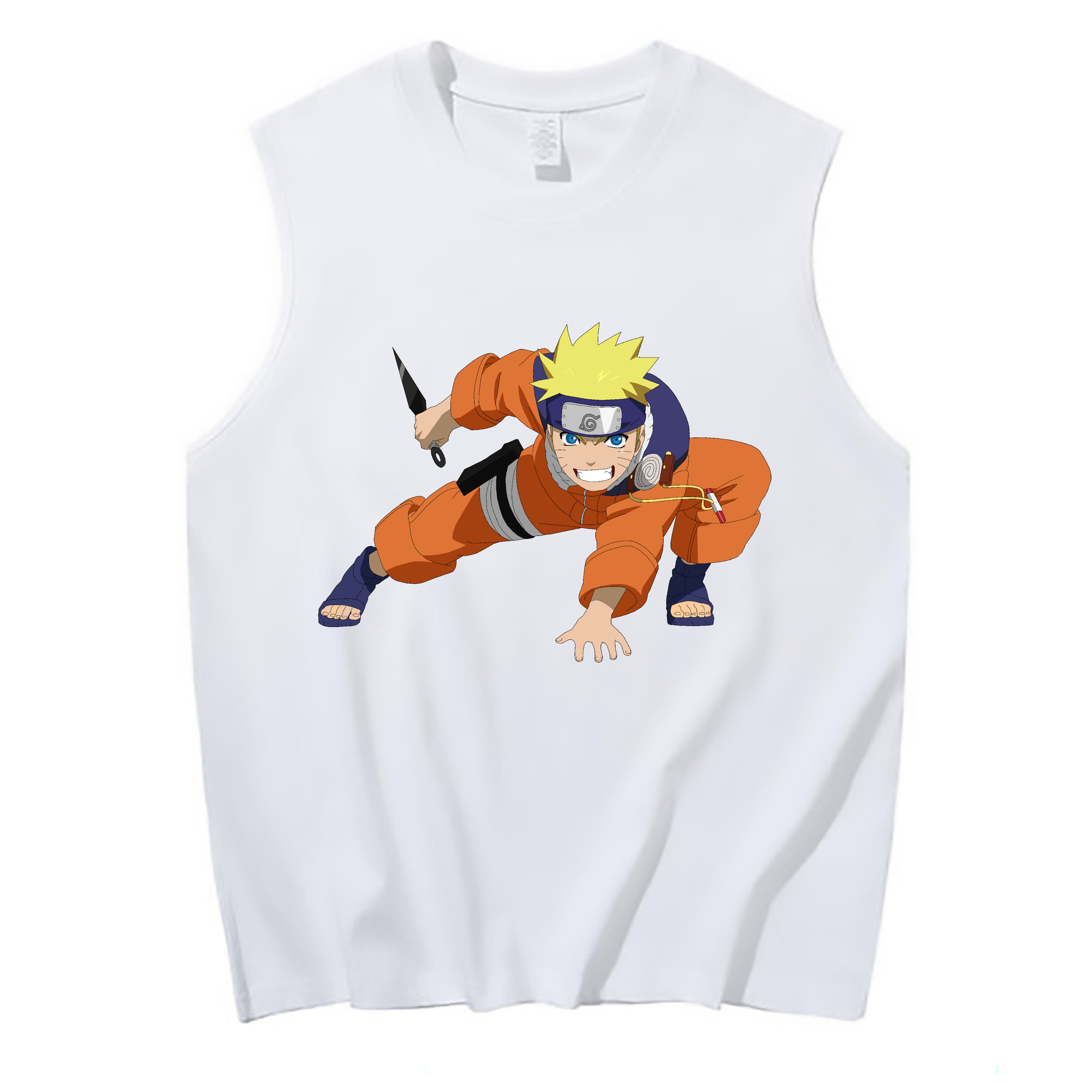 （画像用） NARUTO -ナルト- うずまき ナルト Uzumaki Naruto コットン100％タンクトップ（フロントプリント）