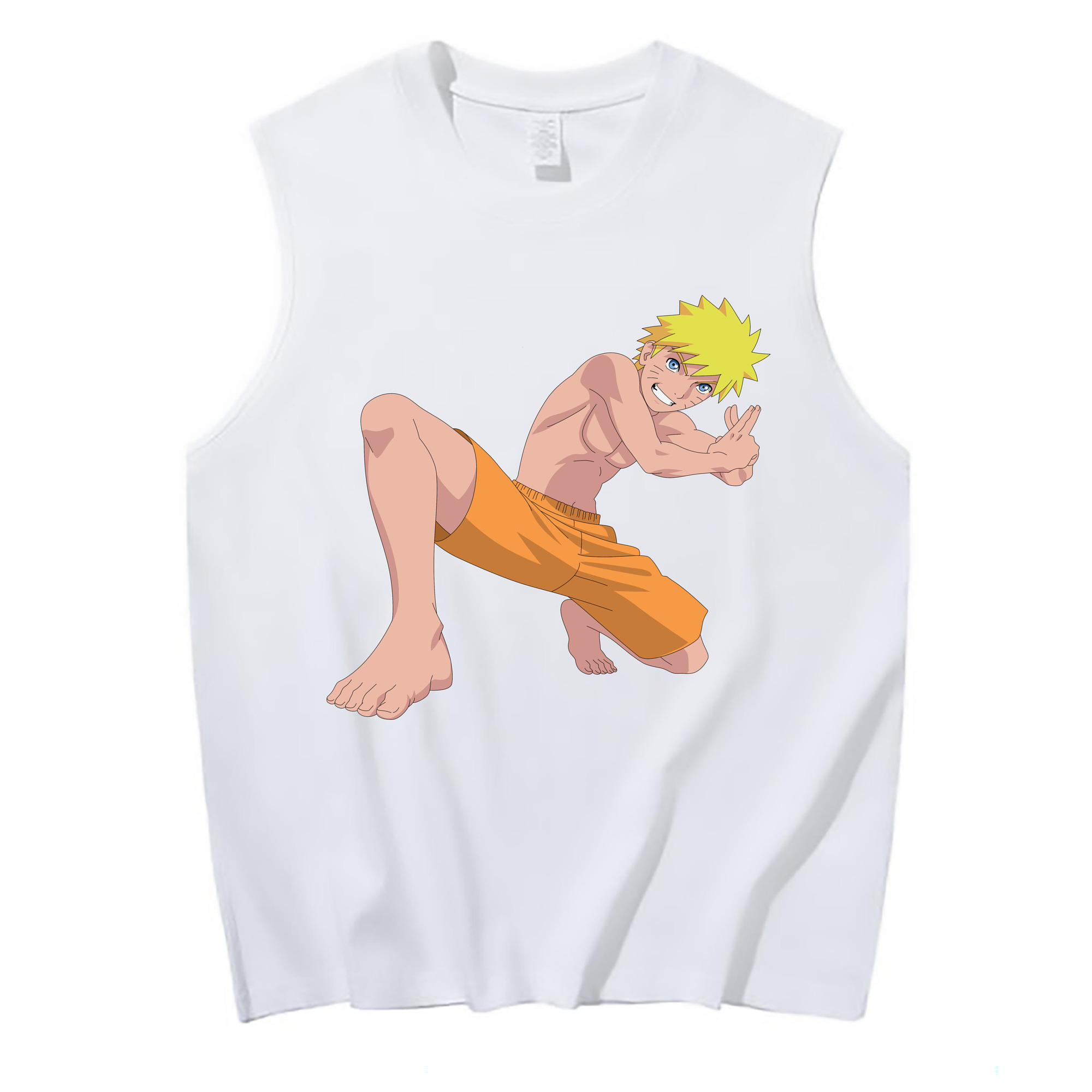 （画像用） NARUTO -ナルト- うずまき ナルト Uzumaki Naruto コットン100％タンクトップ（フロントプリント）