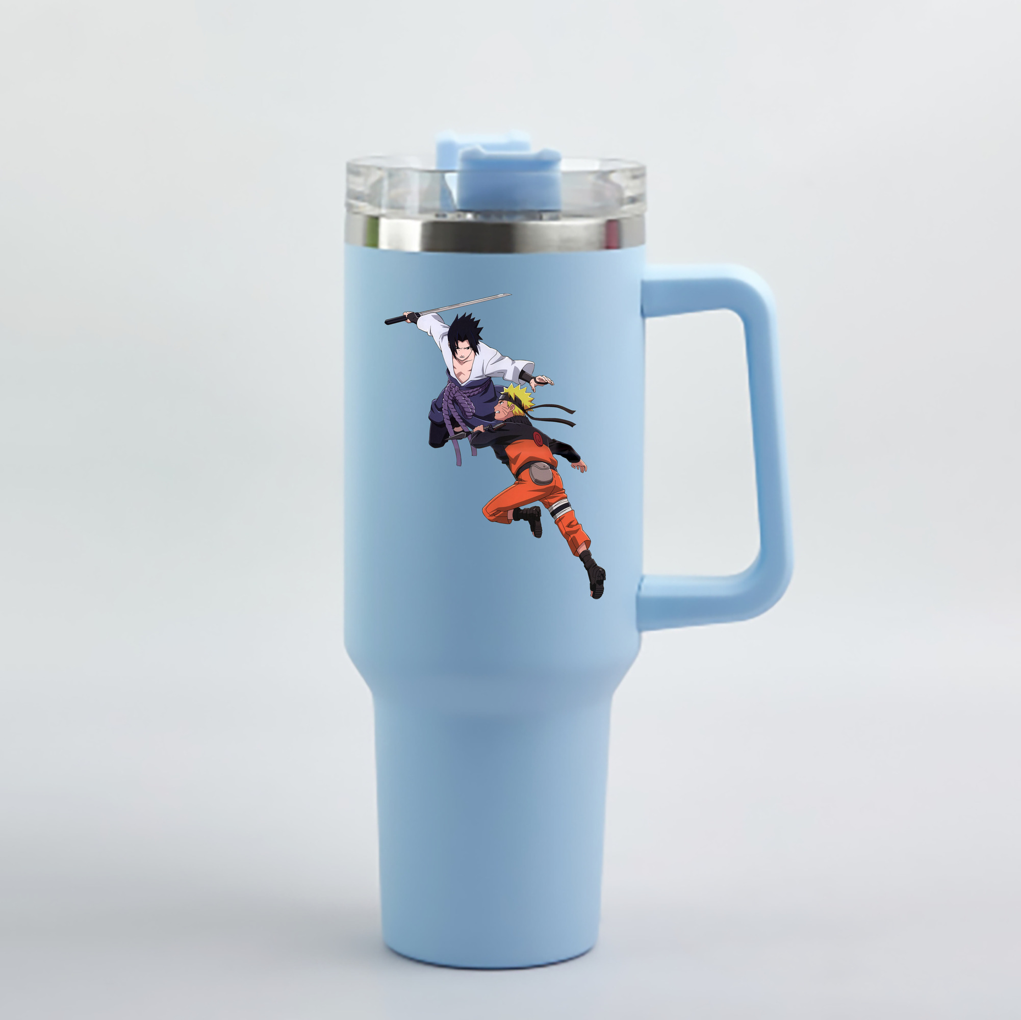 （画像用） NARUTO -ナルト- うちは サスケ Uchiha Sasuke 1200mL車用タンブラー - クリスタルステッカー（プラスチックストロー付き）