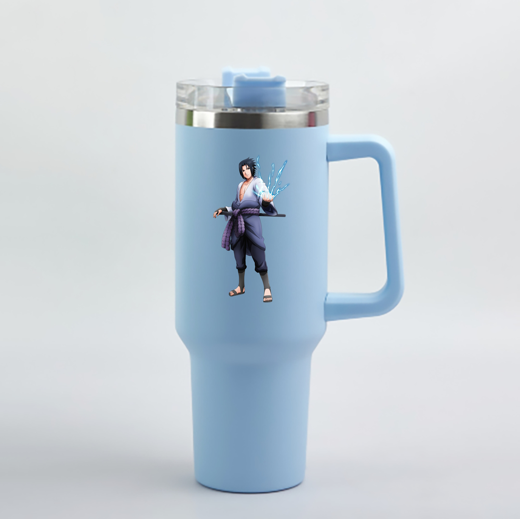 （画像用） NARUTO -ナルト- うちは サスケ Uchiha Sasuke 1200mL車用タンブラー - クリスタルステッカー（プラスチックストロー付き）
