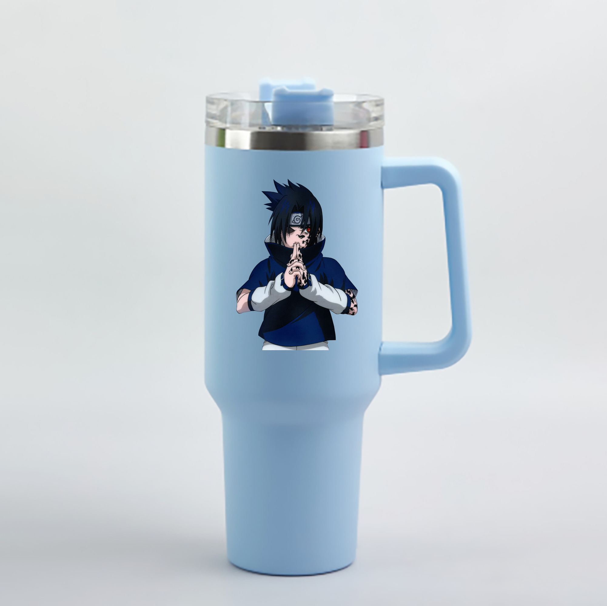 （画像用） NARUTO -ナルト- うちは サスケ Uchiha Sasuke 1200mL車用タンブラー - クリスタルステッカー（プラスチックストロー付き）