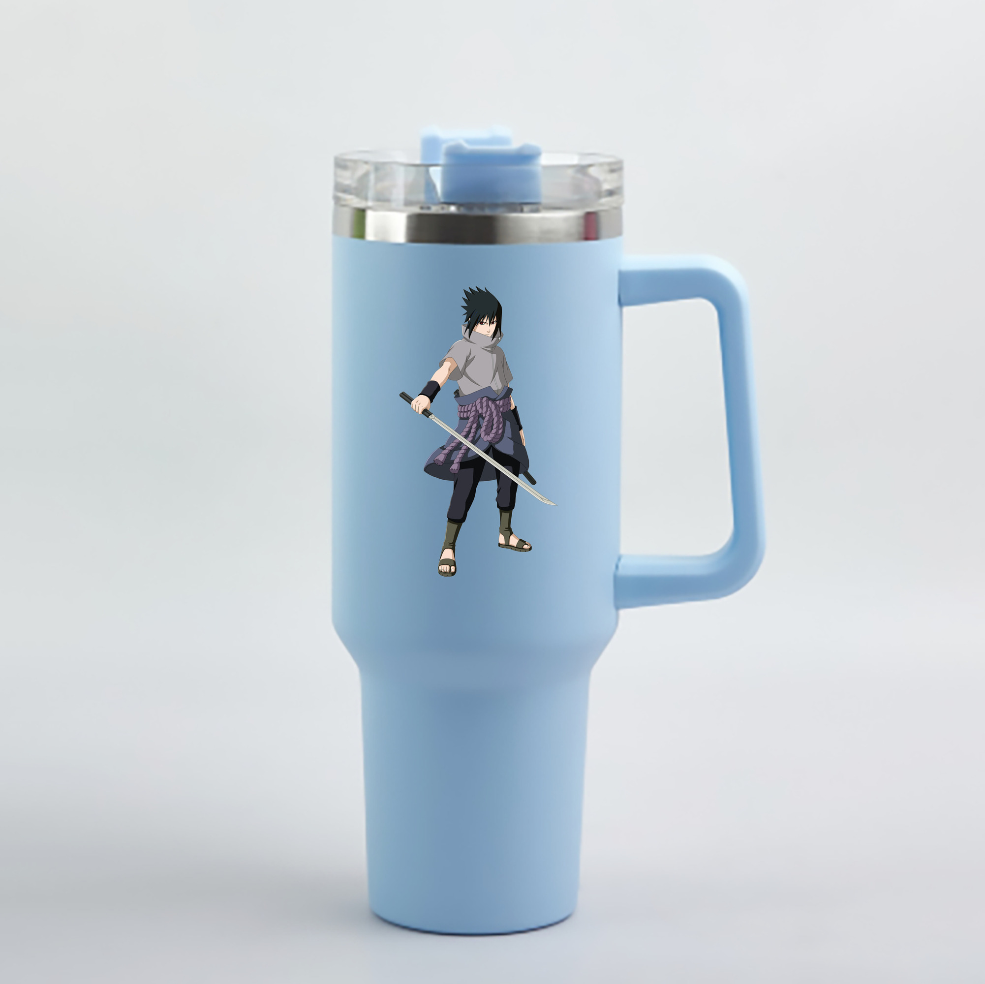 （画像用） NARUTO -ナルト- うちは サスケ Uchiha Sasuke 1200mL車用タンブラー - クリスタルステッカー（プラスチックストロー付き）