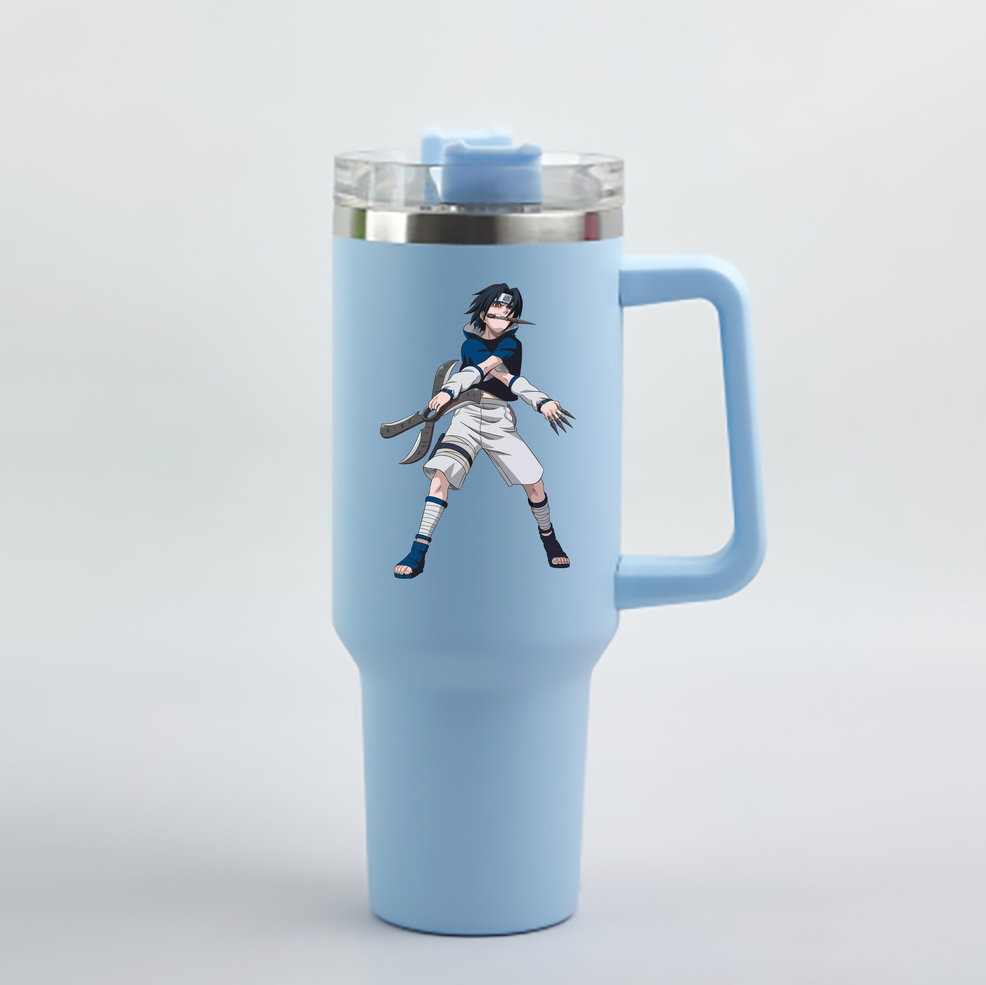（画像用） NARUTO -ナルト- うちは サスケ Uchiha Sasuke 1200mL車用タンブラー - クリスタルステッカー（プラスチックストロー付き）