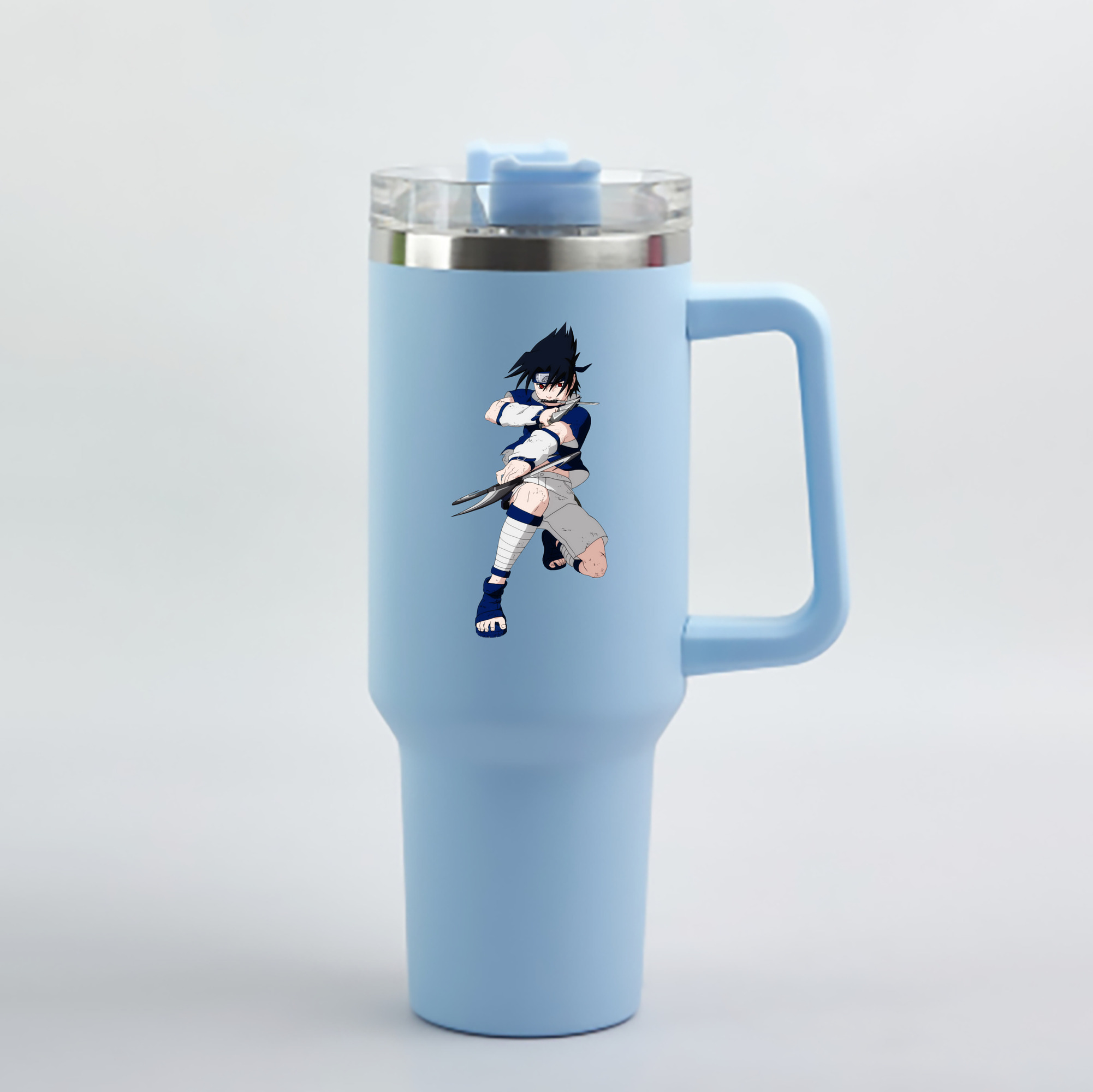 （画像用） NARUTO -ナルト- うちは サスケ Uchiha Sasuke 1200mL車用タンブラー - クリスタルステッカー（プラスチックストロー付き）