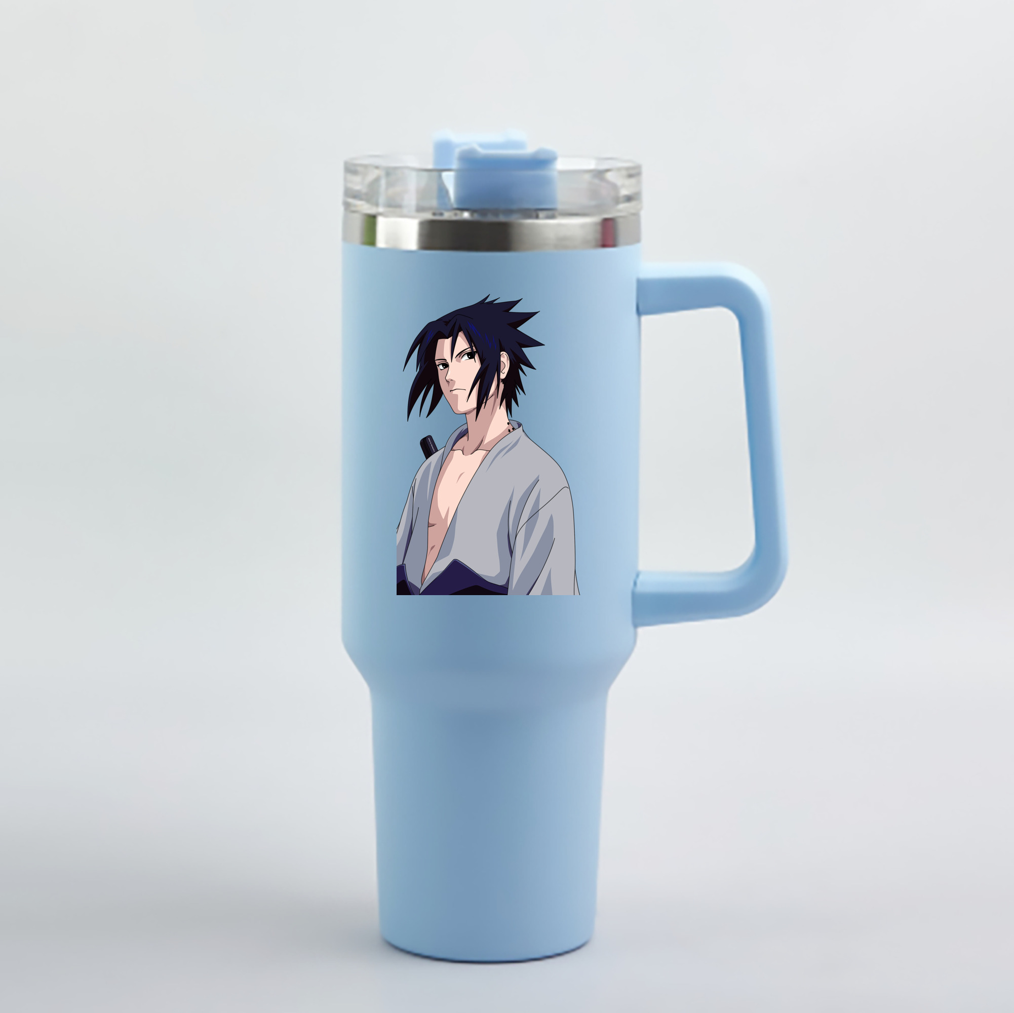 （画像用） NARUTO -ナルト- うちは サスケ Uchiha Sasuke 1200mL車用タンブラー - クリスタルステッカー（プラスチックストロー付き）