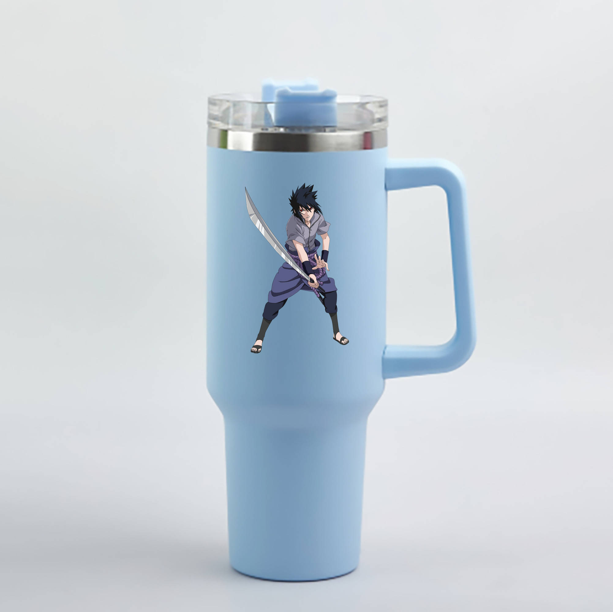（画像用） NARUTO -ナルト- うちは サスケ Uchiha Sasuke 1200mL車用タンブラー - クリスタルステッカー（プラスチックストロー付き）