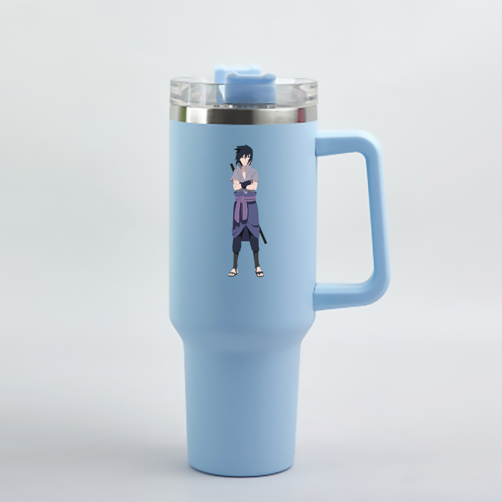 （画像用） NARUTO -ナルト- うちは サスケ Uchiha Sasuke 1200mL車用タンブラー - クリスタルステッカー（プラスチックストロー付き）