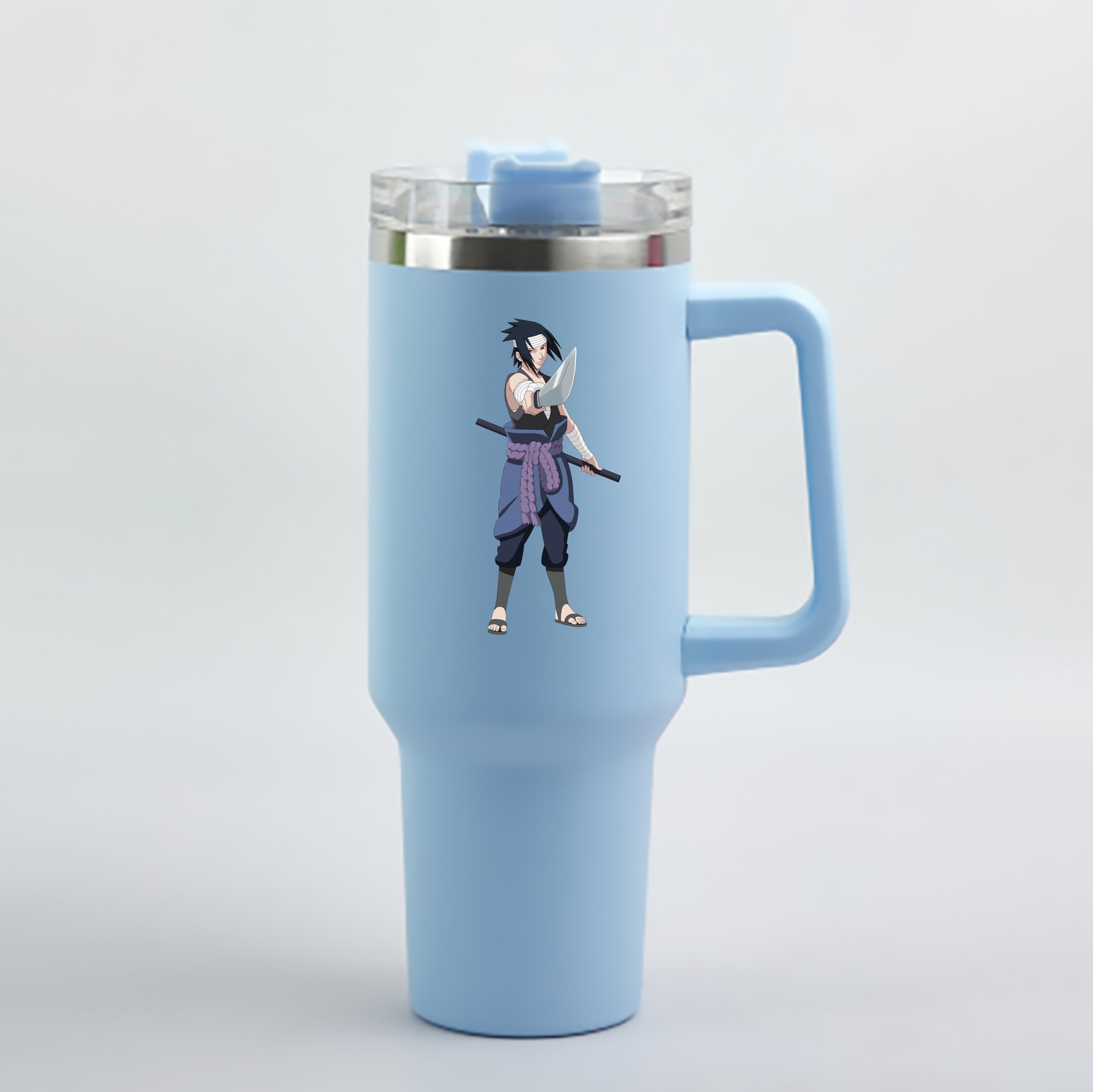 （画像用） NARUTO -ナルト- うちは サスケ Uchiha Sasuke 1200mL車用タンブラー - クリスタルステッカー（プラスチックストロー付き）