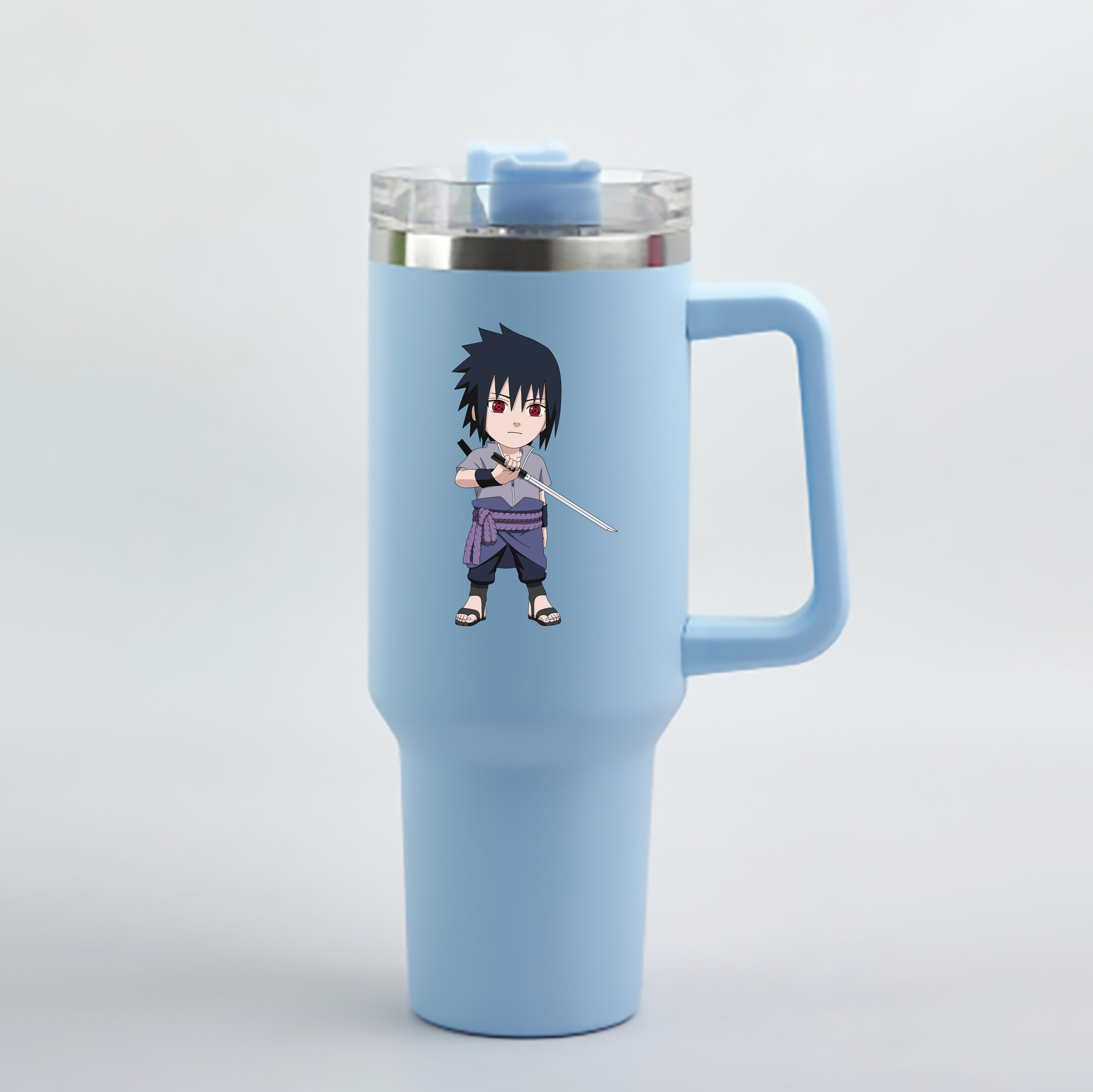 （画像用） NARUTO -ナルト- うちは サスケ Uchiha Sasuke 1200mL車用タンブラー - クリスタルステッカー（プラスチックストロー付き）