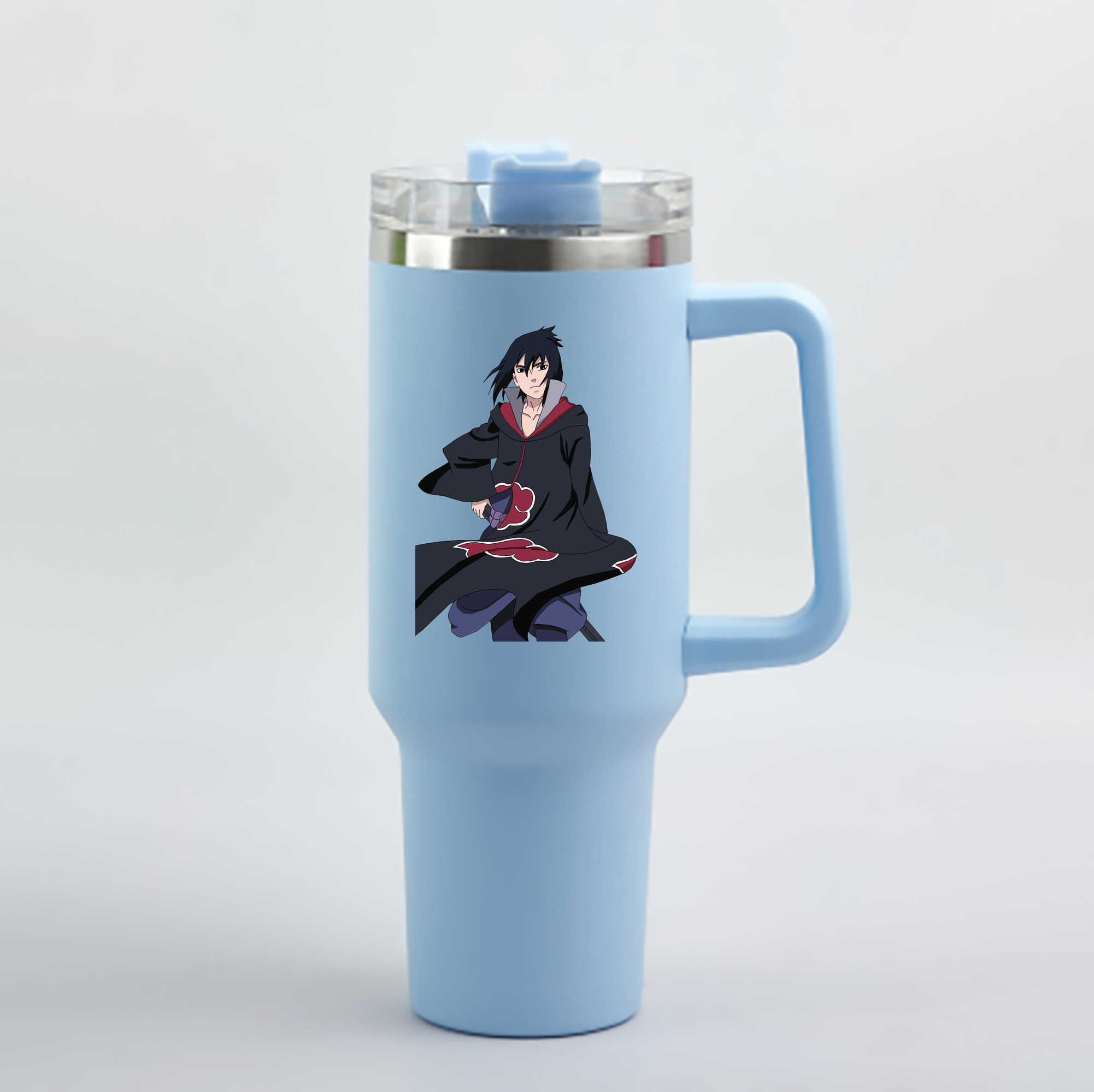 （画像用） NARUTO -ナルト- うちは サスケ Uchiha Sasuke 1200mL車用タンブラー - クリスタルステッカー（プラスチックストロー付き）