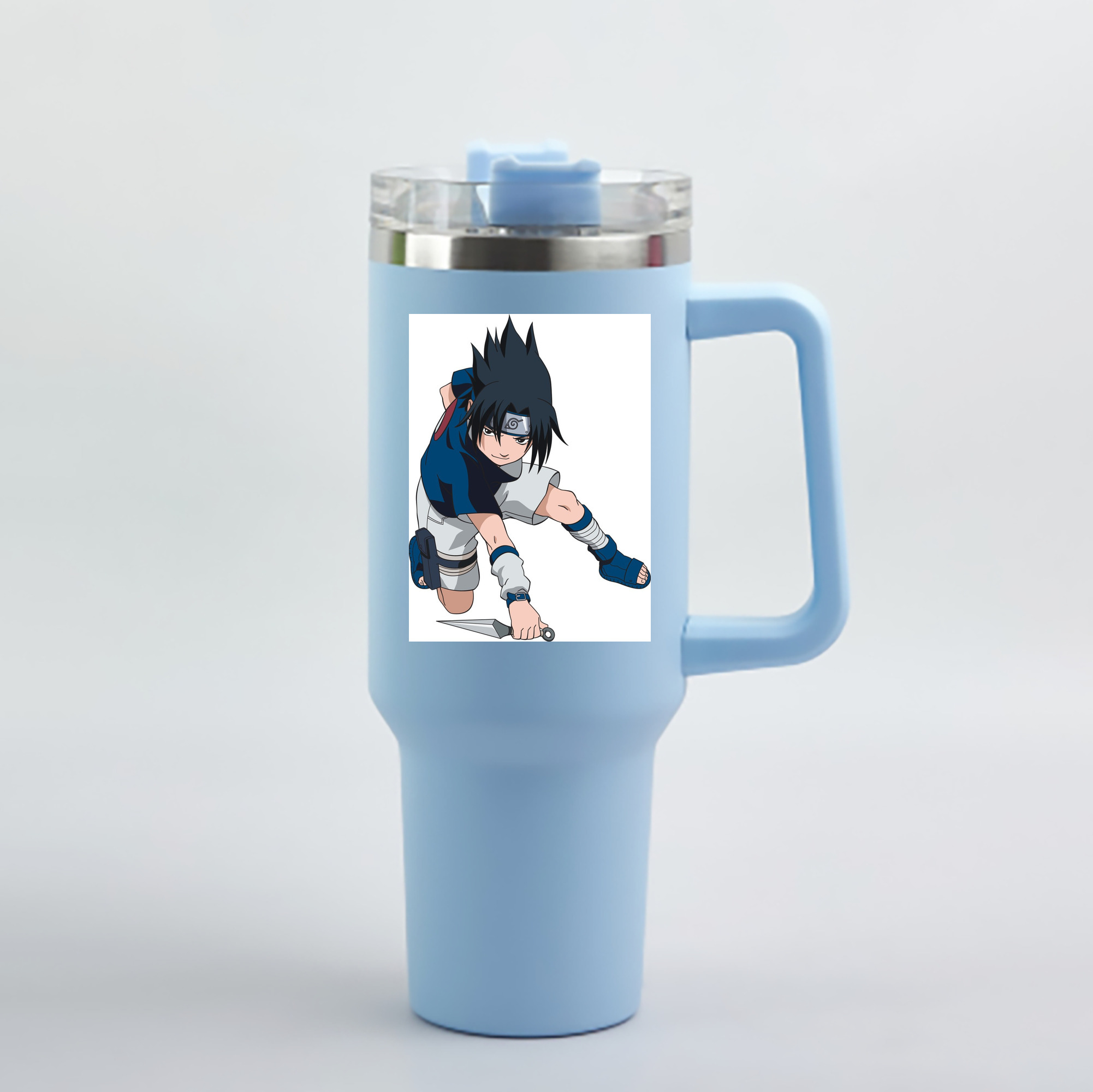 （画像用） NARUTO -ナルト- うちは サスケ Uchiha Sasuke 1200mL車用タンブラー - クリスタルステッカー（プラスチックストロー付き）