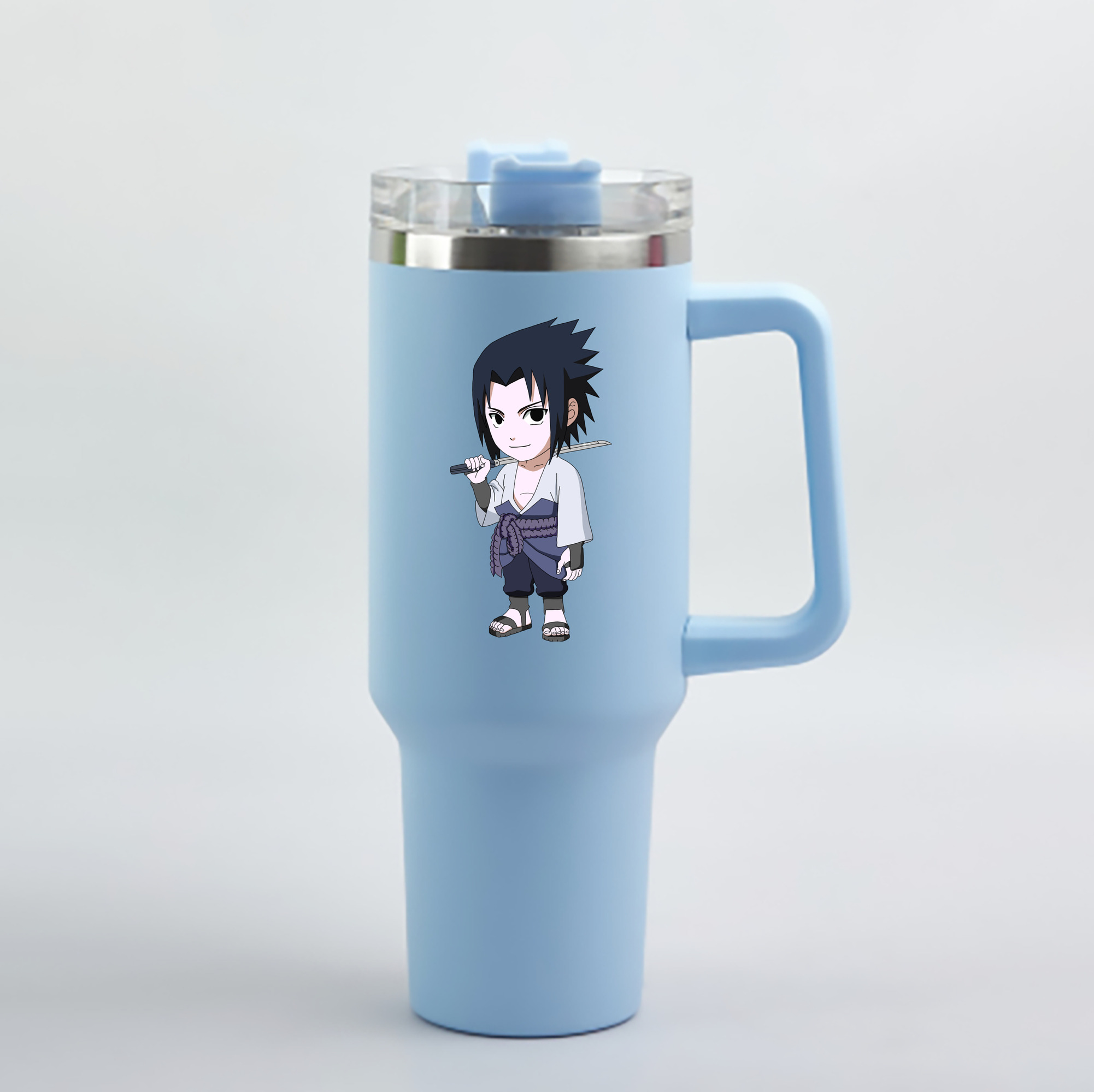 （画像用） NARUTO -ナルト- うちは サスケ Uchiha Sasuke 1200mL車用タンブラー - クリスタルステッカー（プラスチックストロー付き）