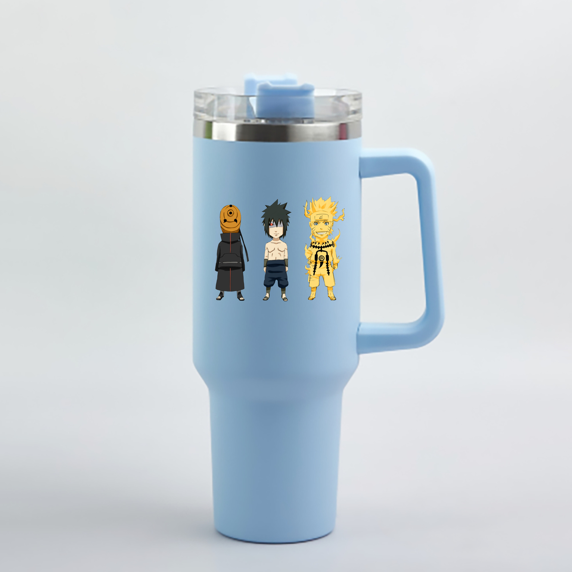 （画像用） NARUTO -ナルト- うちは サスケ Uchiha Sasuke 1200mL車用タンブラー - クリスタルステッカー（プラスチックストロー付き）