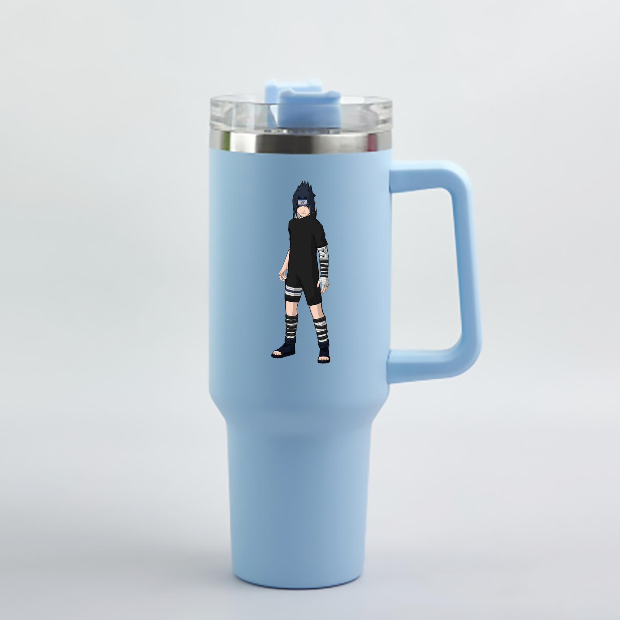 （画像用） NARUTO -ナルト- うちは サスケ Uchiha Sasuke 1200mL車用タンブラー - クリスタルステッカー（プラスチックストロー付き）