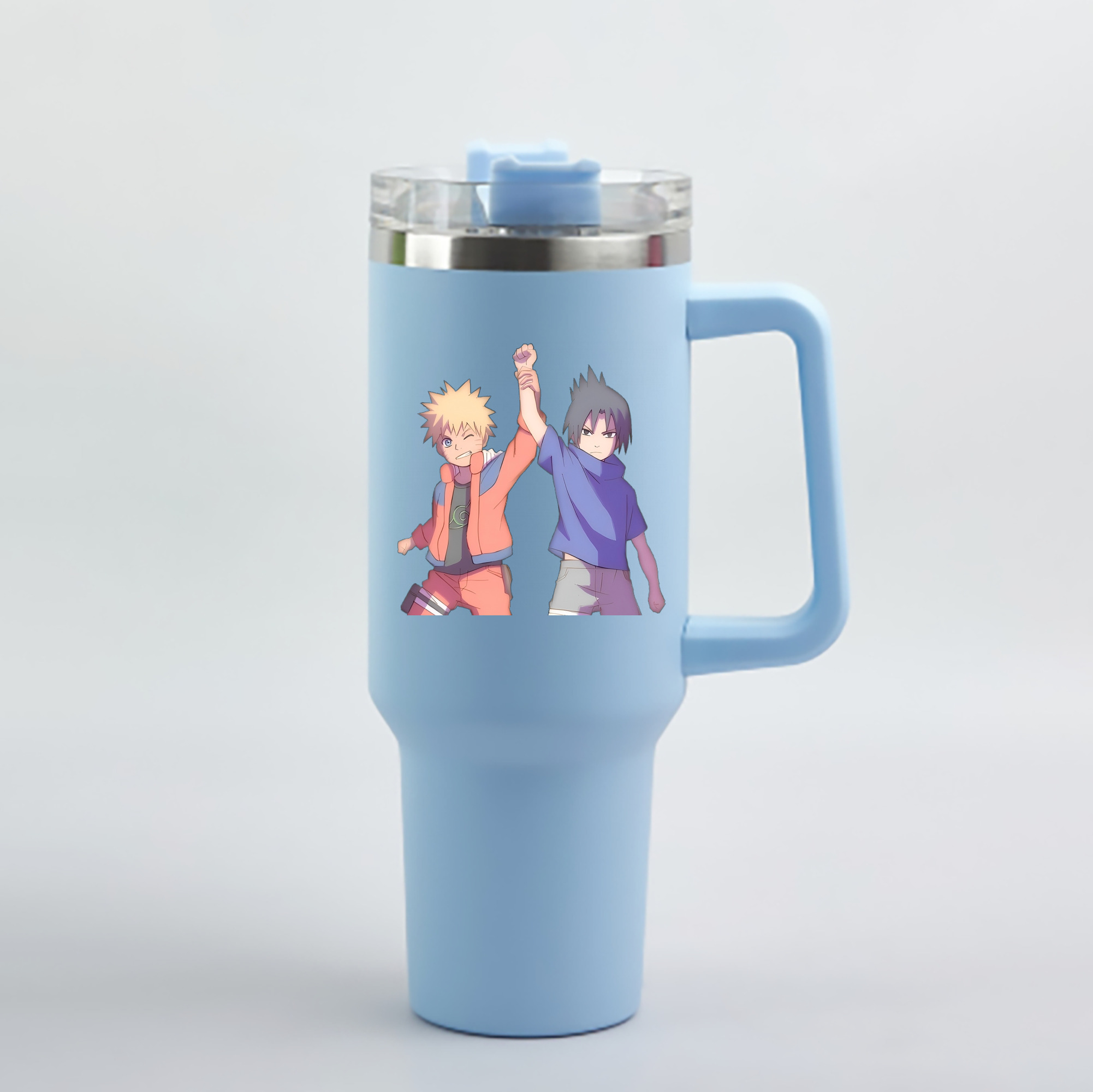 （画像用） NARUTO -ナルト- うちは サスケ Uchiha Sasuke 1200mL車用タンブラー - クリスタルステッカー（プラスチックストロー付き）
