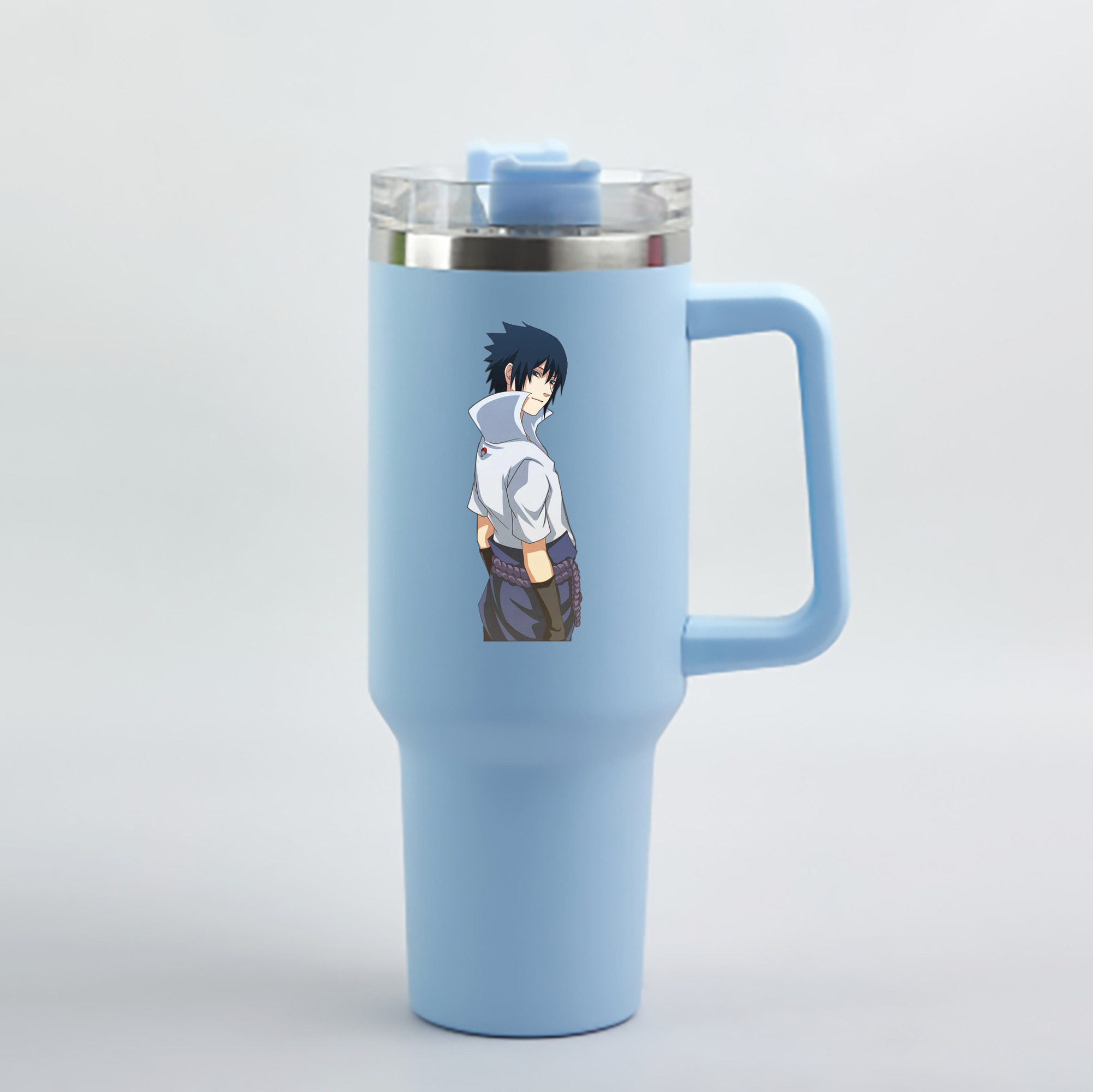 （画像用） NARUTO -ナルト- うちは サスケ Uchiha Sasuke 1200mL車用タンブラー - クリスタルステッカー（プラスチックストロー付き）