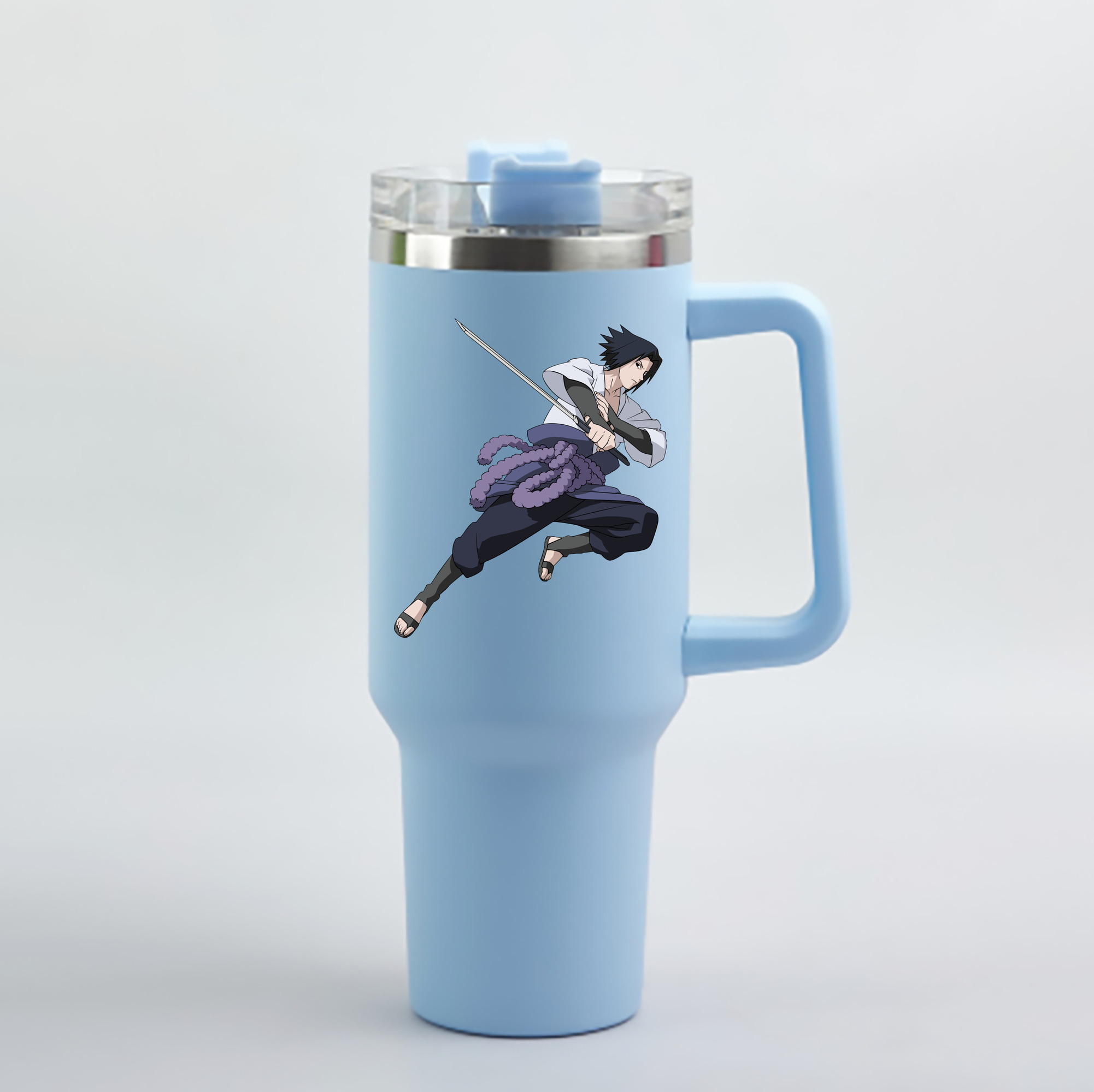 （画像用） NARUTO -ナルト- うちは サスケ Uchiha Sasuke 1200mL車用タンブラー - クリスタルステッカー（プラスチックストロー付き）