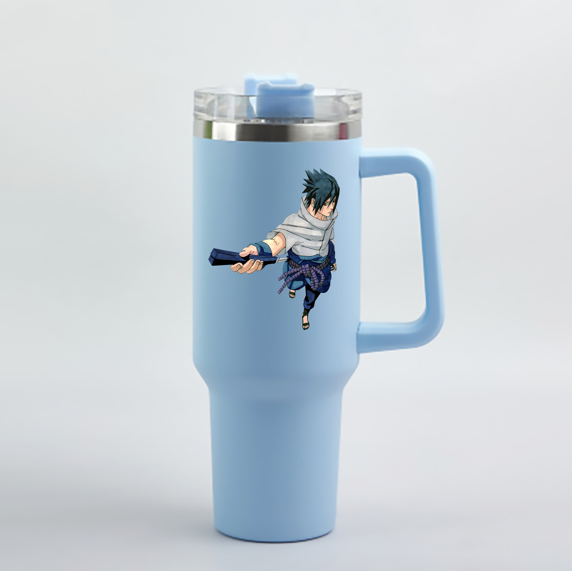 （画像用） NARUTO -ナルト- うちは サスケ Uchiha Sasuke 1200mL車用タンブラー - クリスタルステッカー（プラスチックストロー付き）