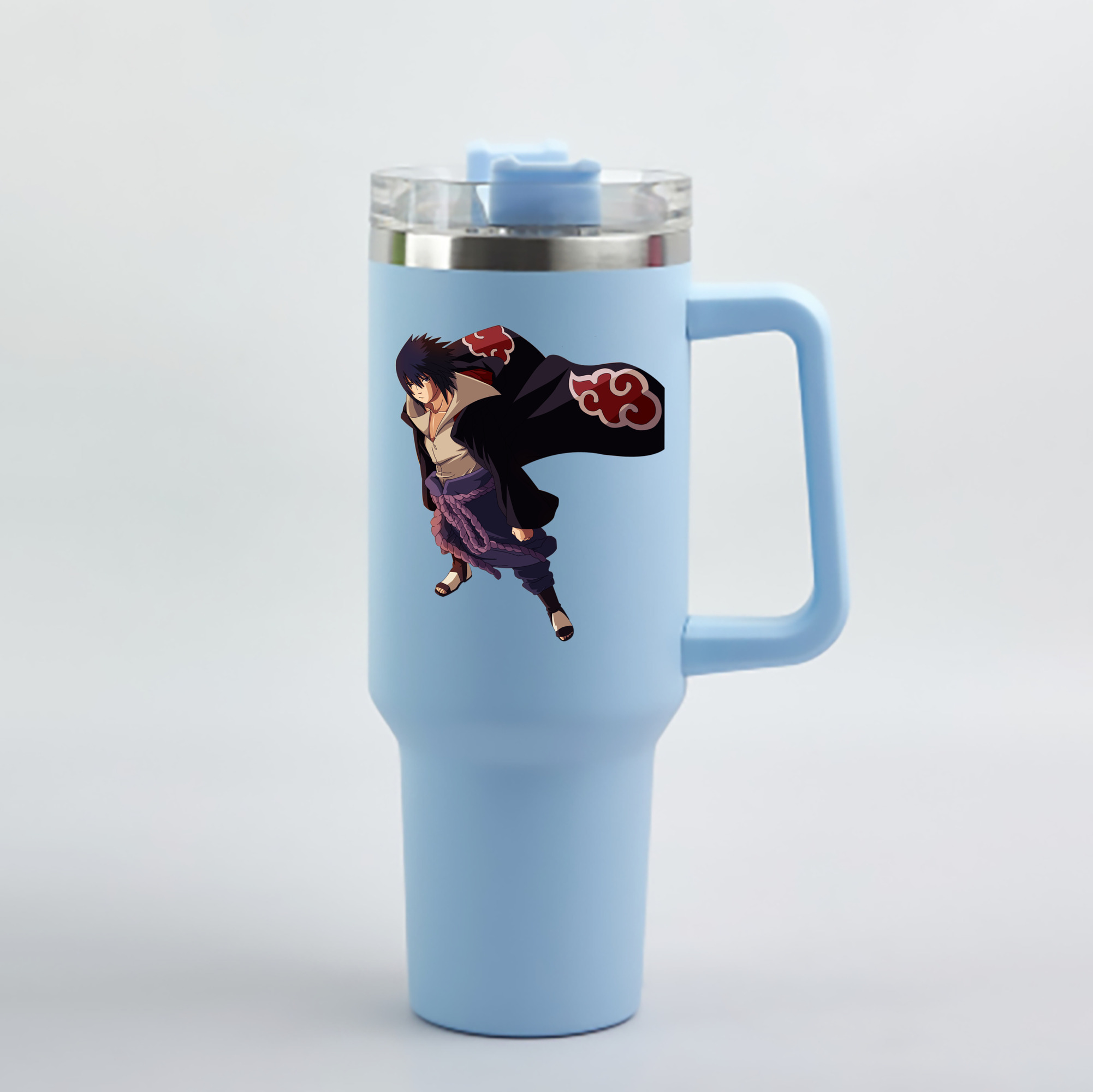 （画像用） NARUTO -ナルト- うちは サスケ Uchiha Sasuke 1200mL車用タンブラー - クリスタルステッカー（プラスチックストロー付き）