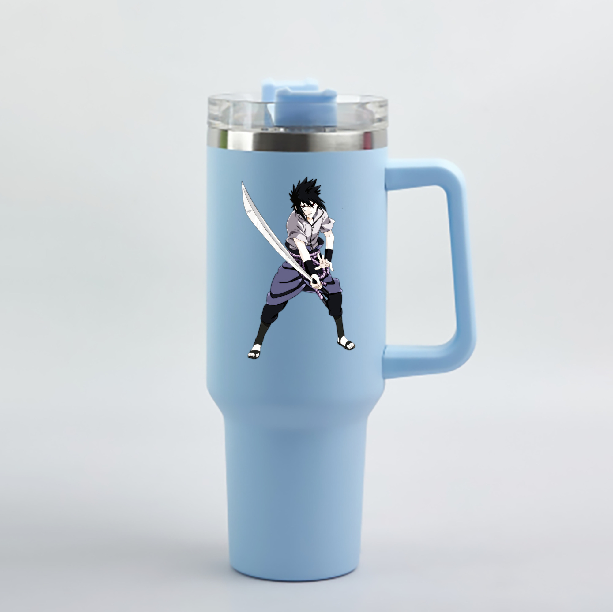 （画像用） NARUTO -ナルト- うちは サスケ Uchiha Sasuke 1200mL車用タンブラー - クリスタルステッカー（プラスチックストロー付き）