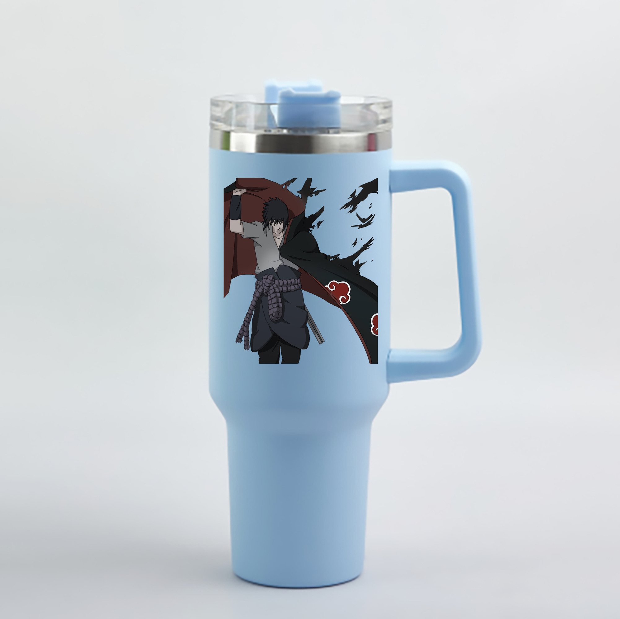 （画像用） NARUTO -ナルト- うちは サスケ Uchiha Sasuke 1200mL車用タンブラー - クリスタルステッカー（プラスチックストロー付き）