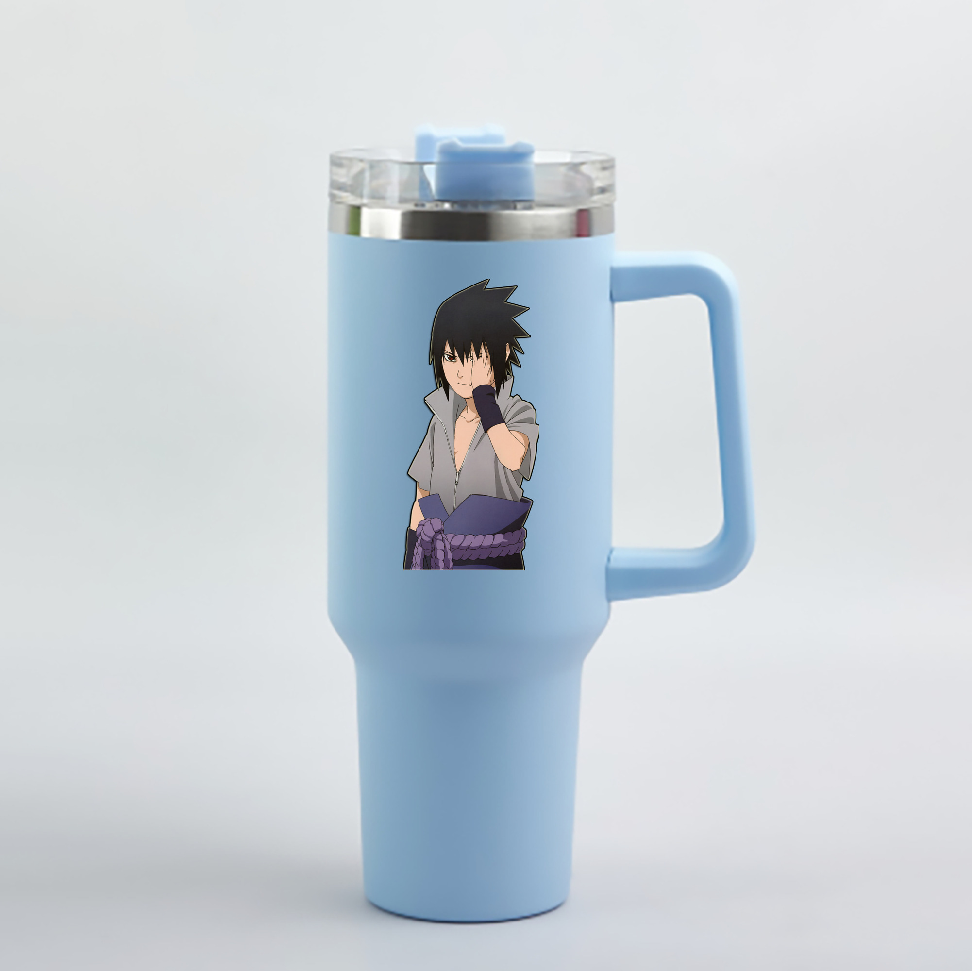 （画像用） NARUTO -ナルト- うちは サスケ Uchiha Sasuke 1200mL車用タンブラー - クリスタルステッカー（プラスチックストロー付き）