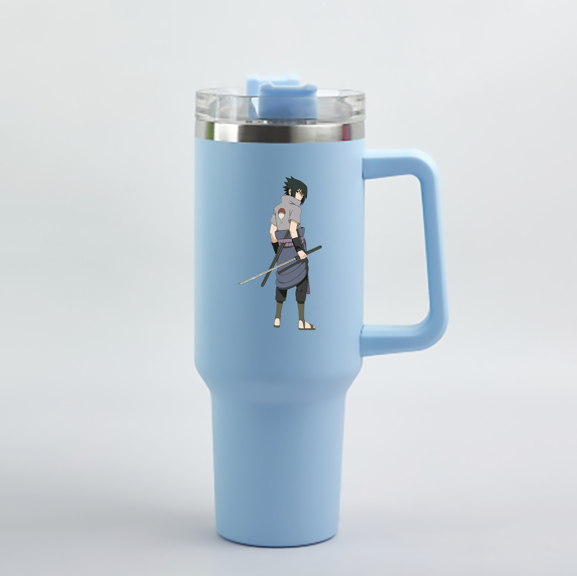 （画像用） NARUTO -ナルト- うちは サスケ Uchiha Sasuke 1200mL車用タンブラー - クリスタルステッカー（プラスチックストロー付き）