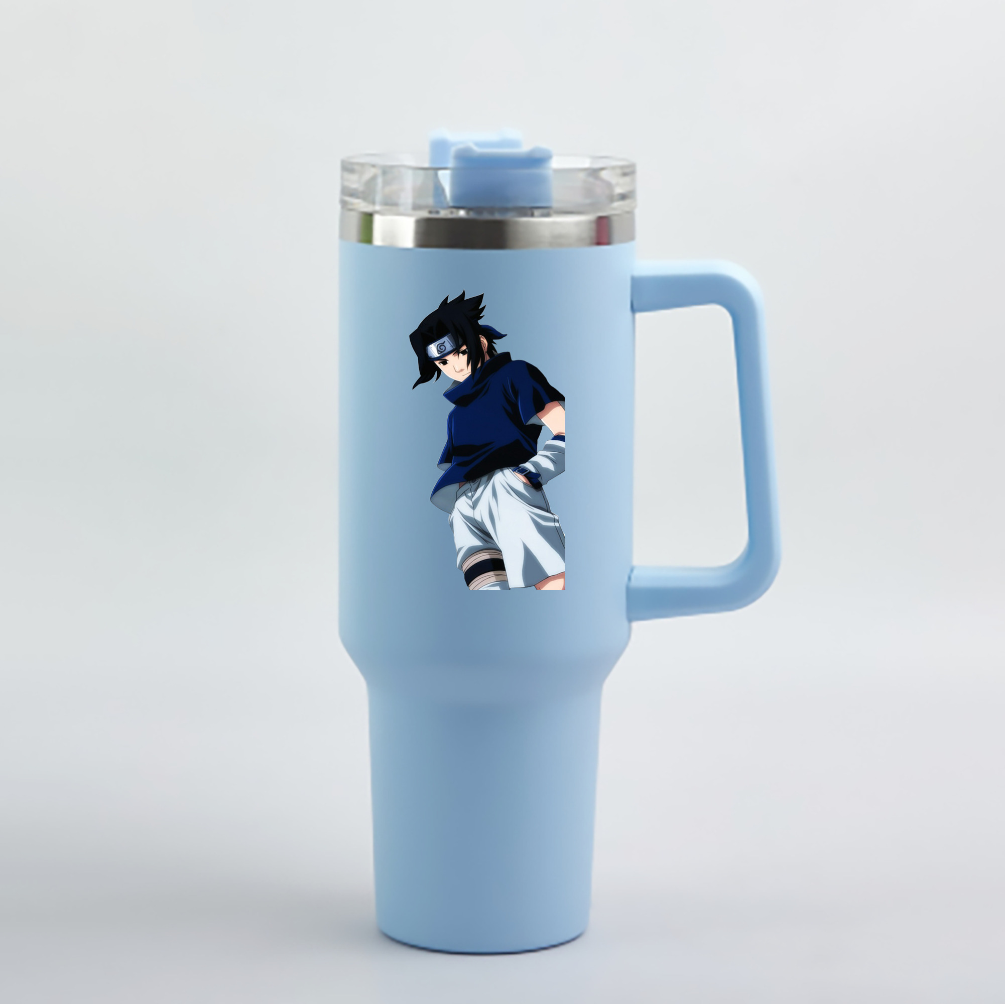 （画像用） NARUTO -ナルト- うちは サスケ Uchiha Sasuke 1200mL車用タンブラー - クリスタルステッカー（プラスチックストロー付き）