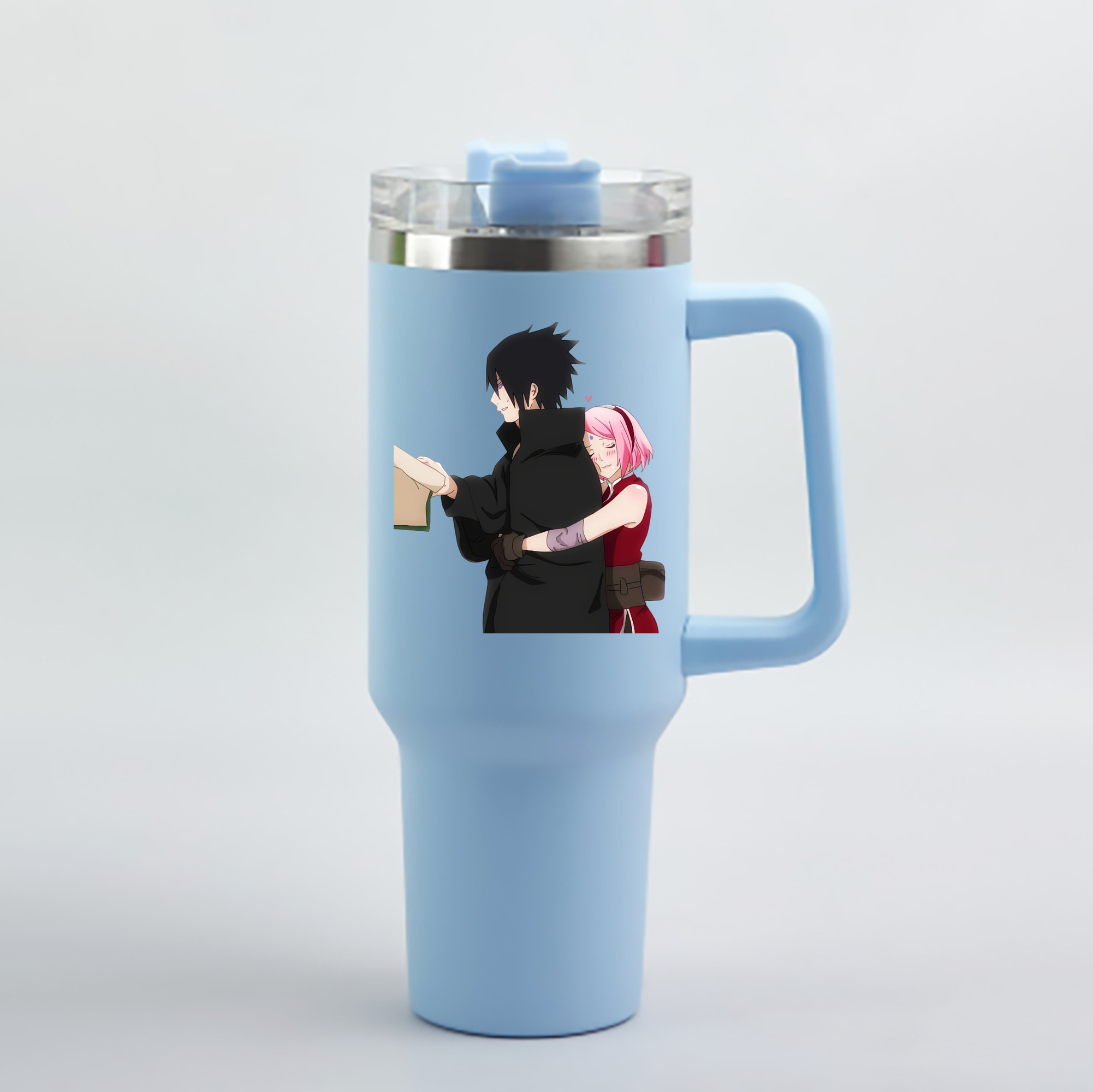 （画像用） NARUTO -ナルト- うちは サスケ Uchiha Sasuke 1200mL車用タンブラー - クリスタルステッカー（プラスチックストロー付き）